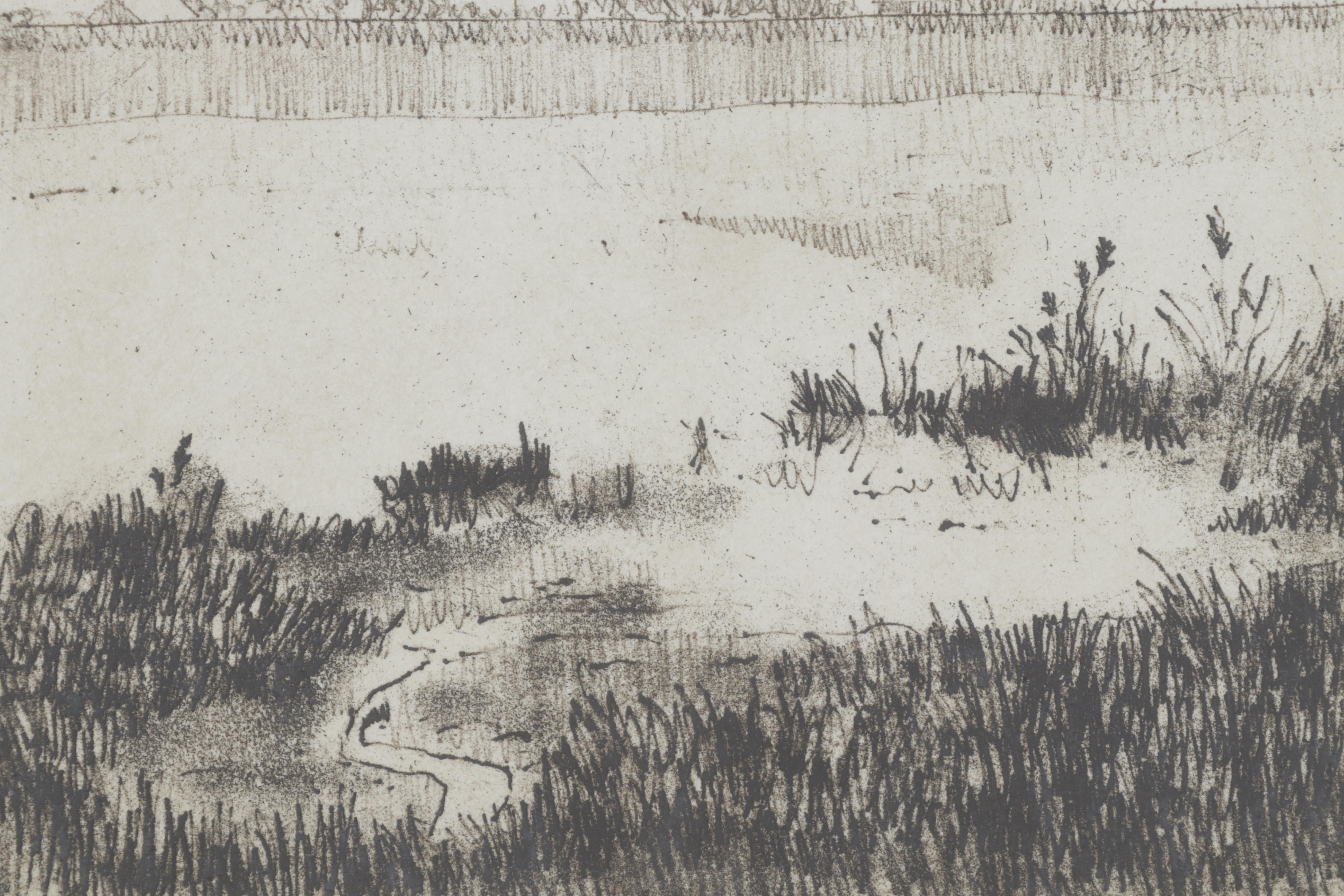 Landscape Etching "Delta Fog," 1972