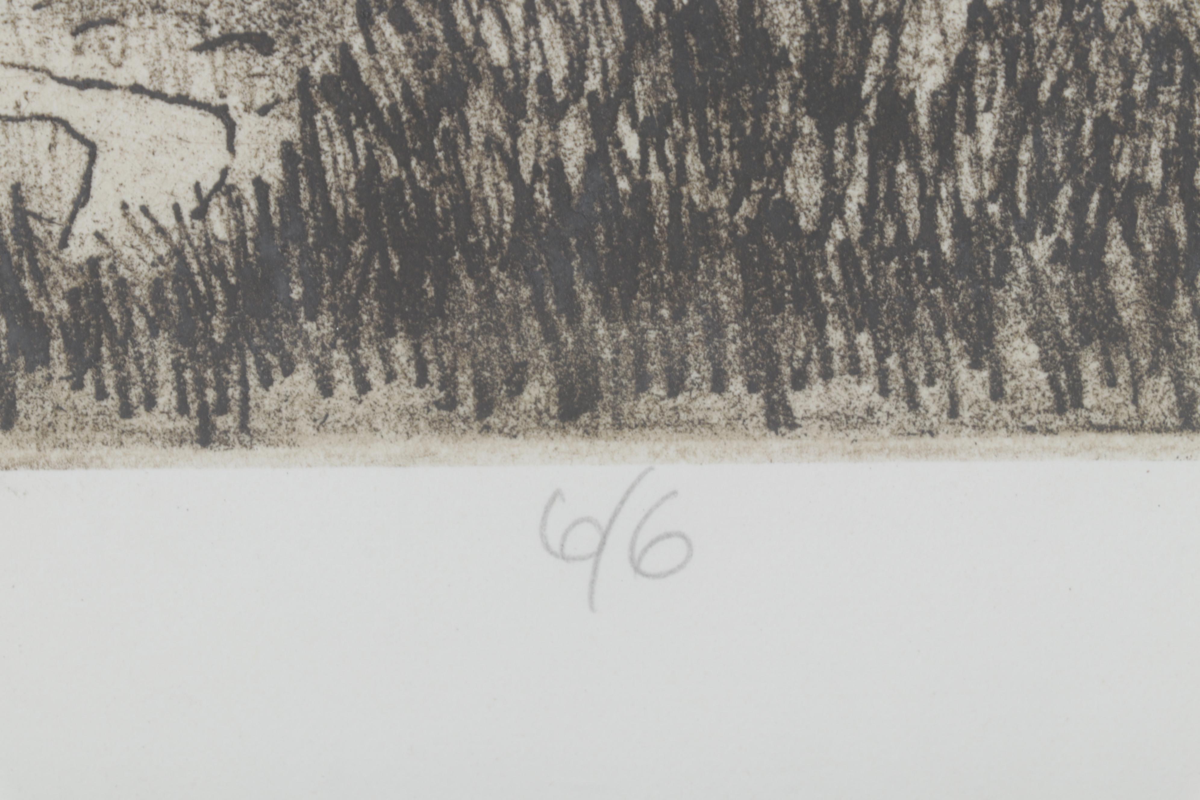 Landscape Etching "Delta Fog," 1972