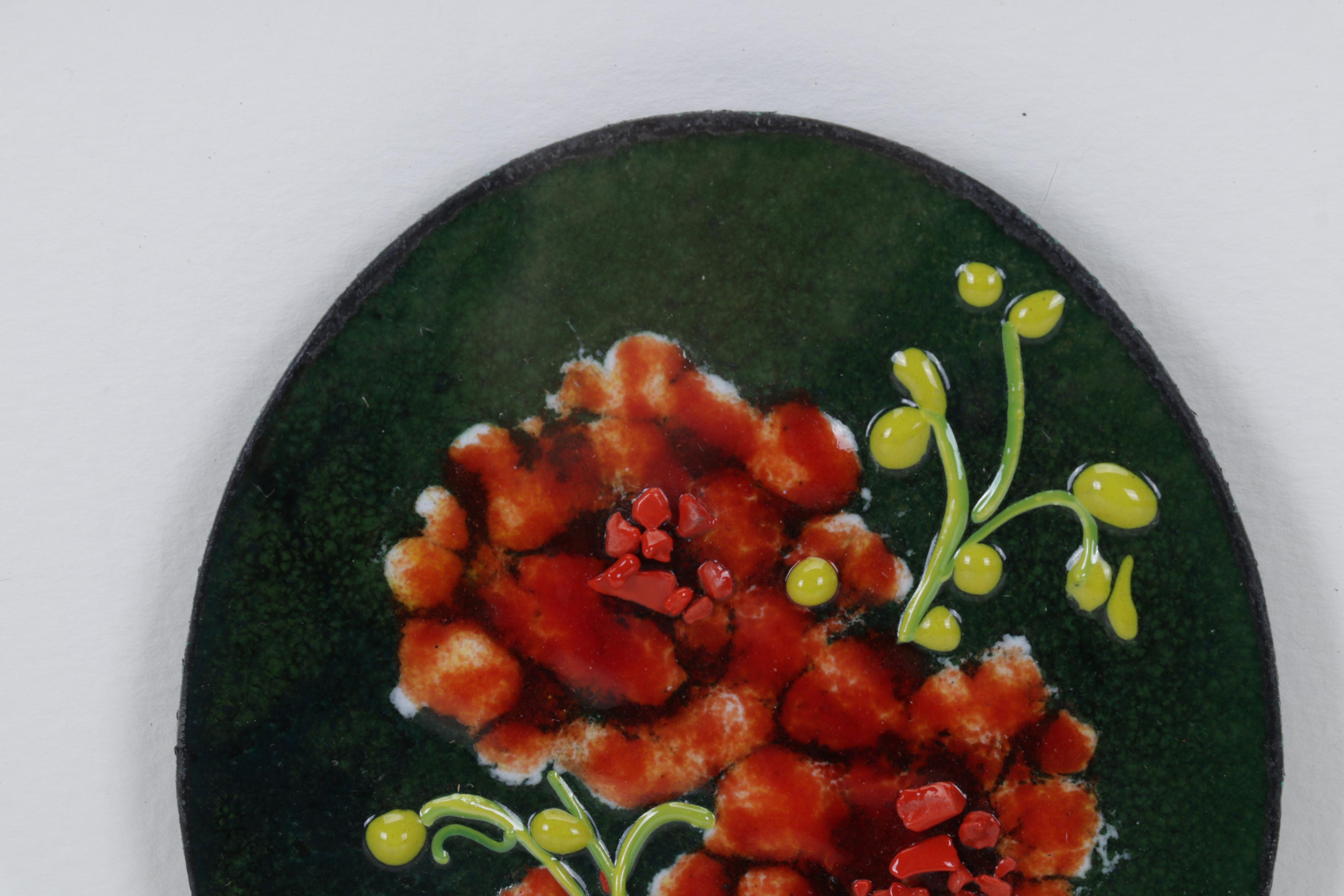 Barbara Frost Enamel Painting of Flowers, 2016