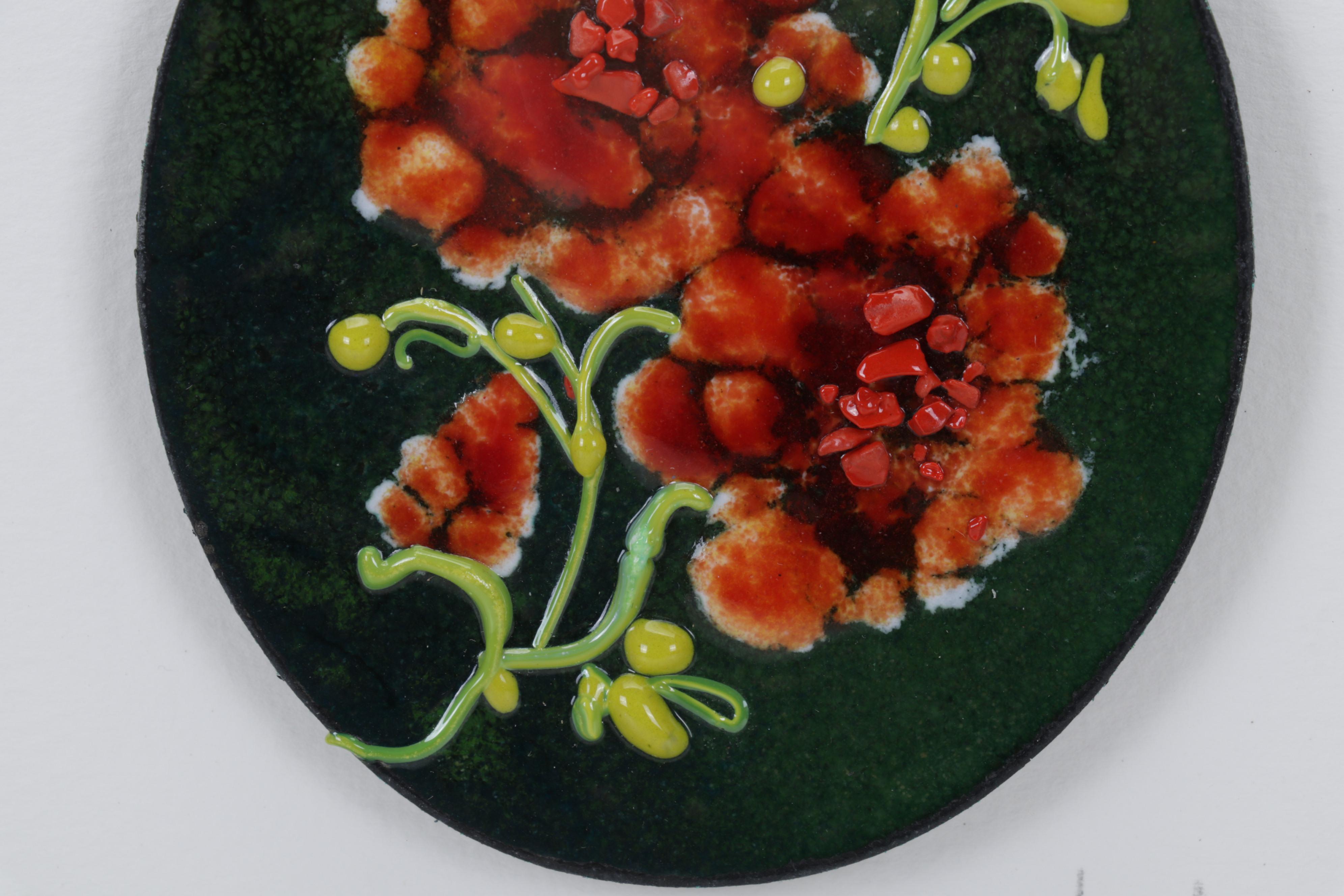 Barbara Frost Enamel Painting of Flowers, 2016
