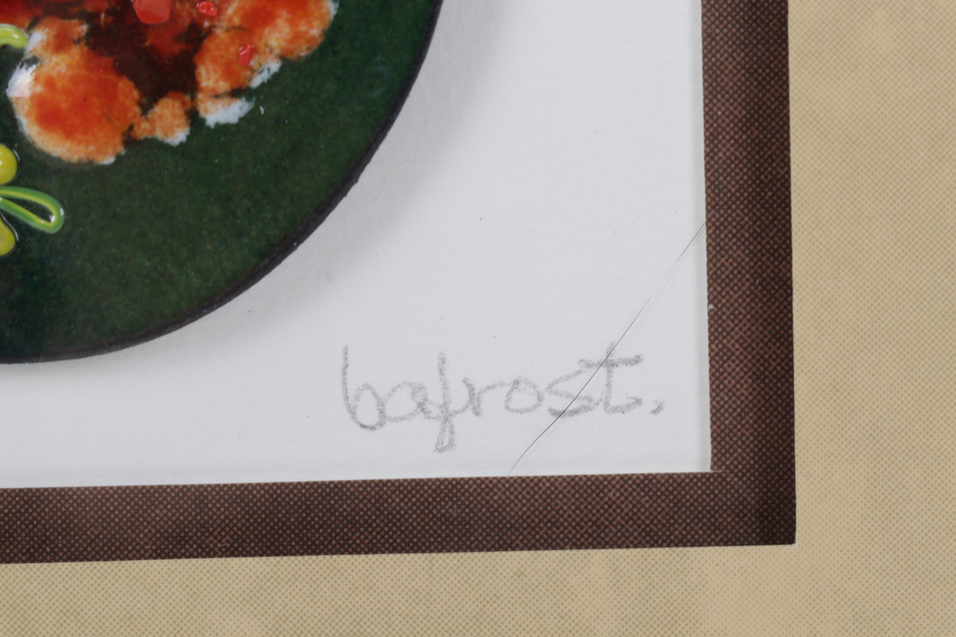 Barbara Frost Enamel Painting of Flowers, 2016