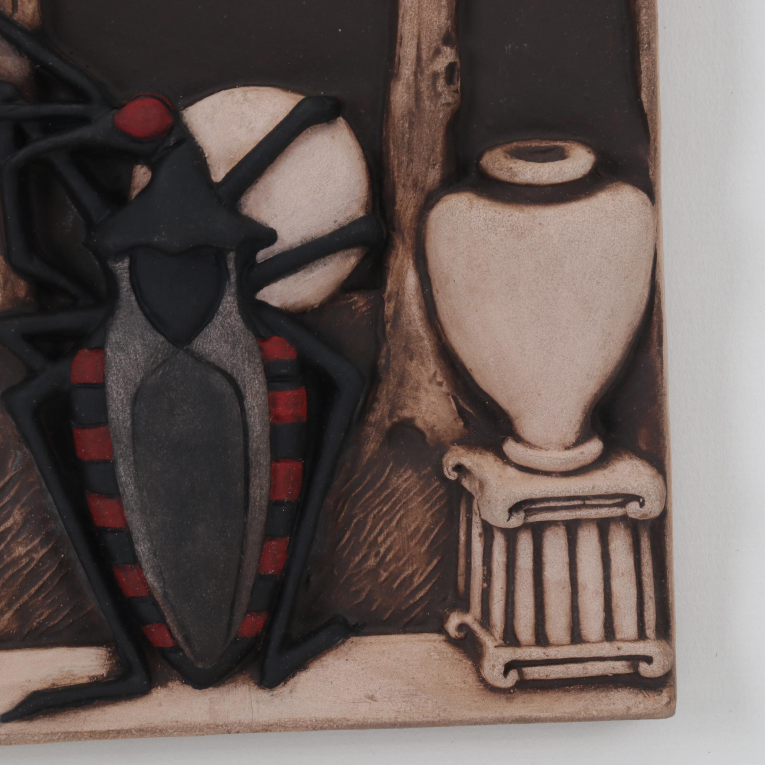 Beth Cavener Hand-Painted Ceramic Relief "The Night the Moon Went Missing," 2000