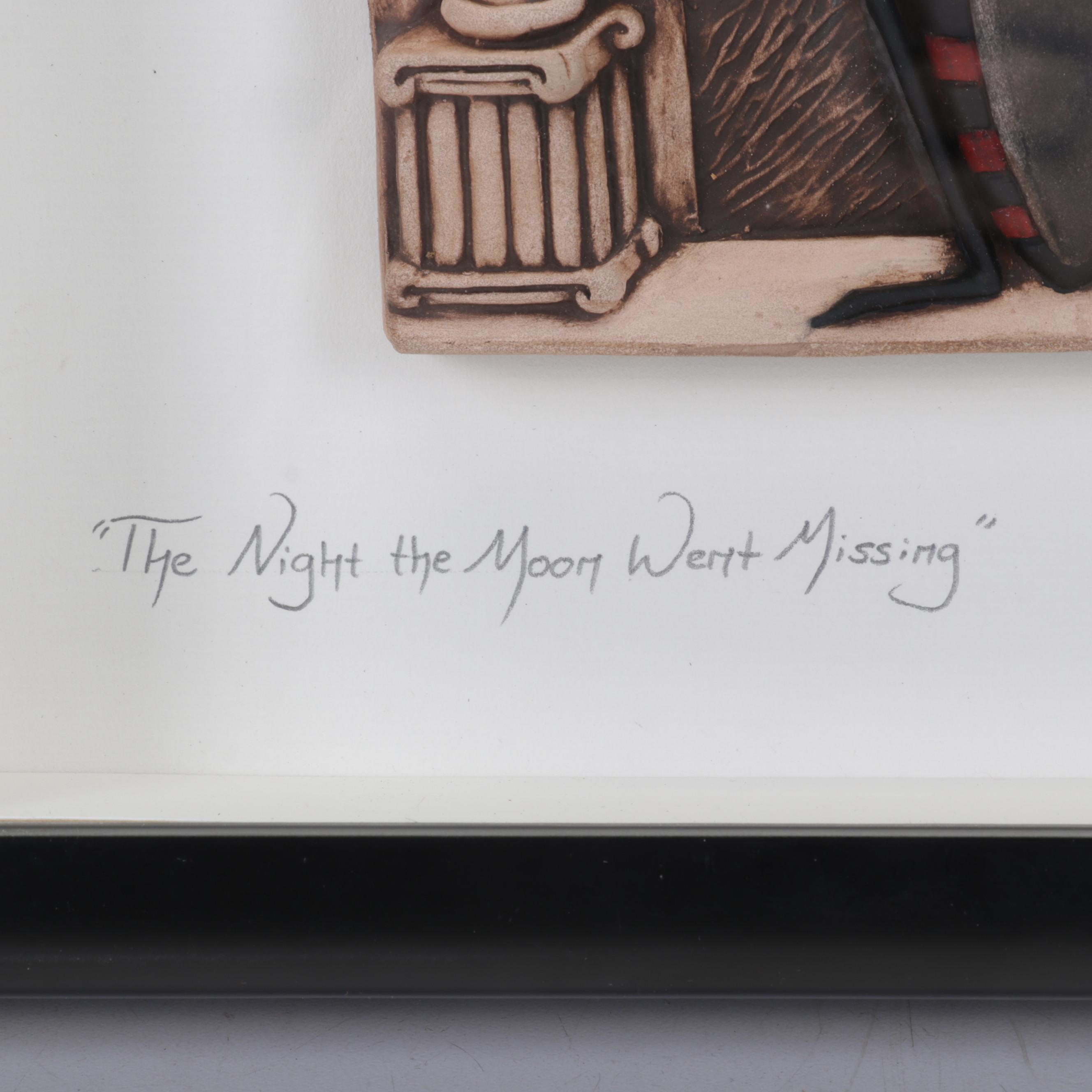 Beth Cavener Hand-Painted Ceramic Relief "The Night the Moon Went Missing," 2000