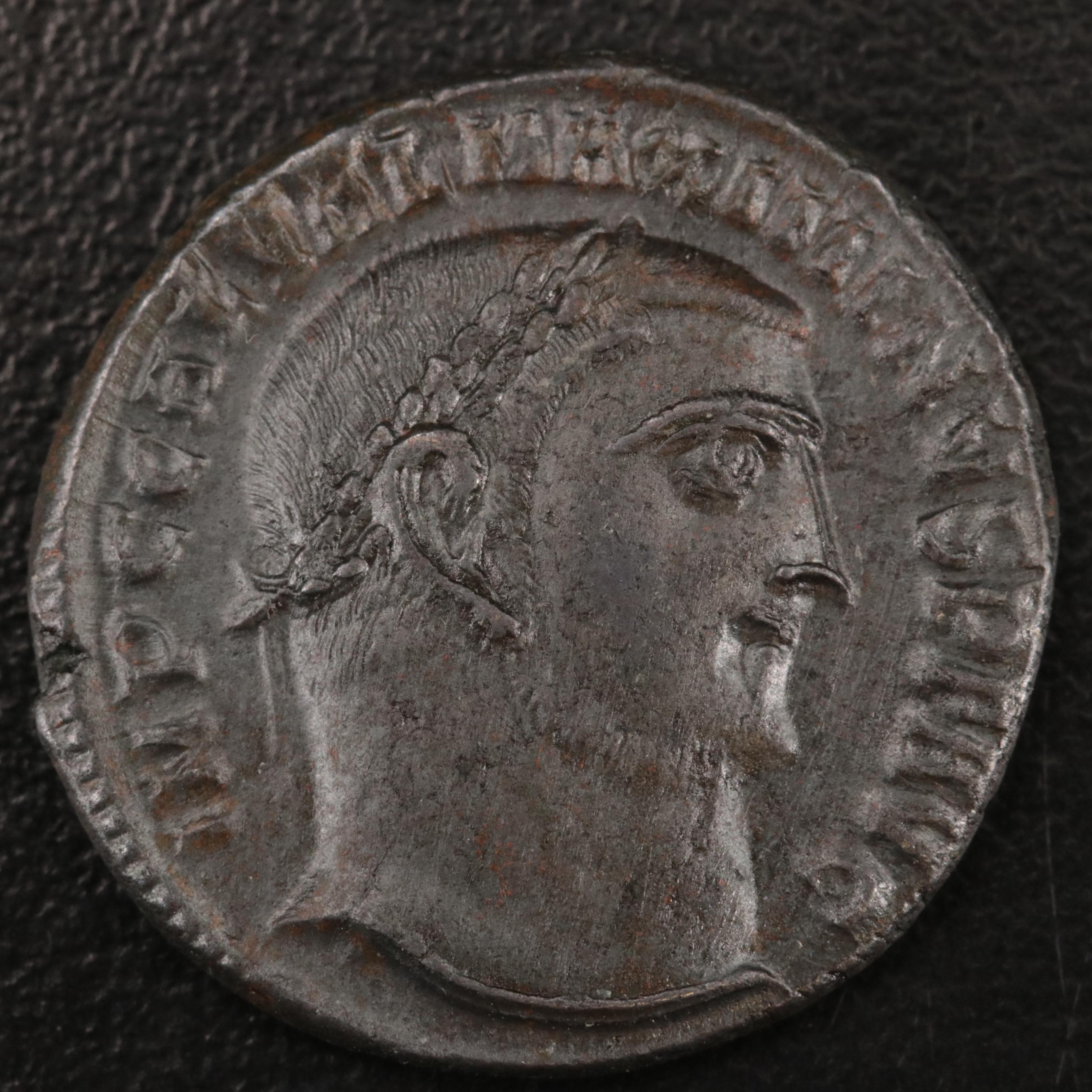 Ancient Roman Imperial Follis Coin of Maximinus II, ca. 310 A.D.