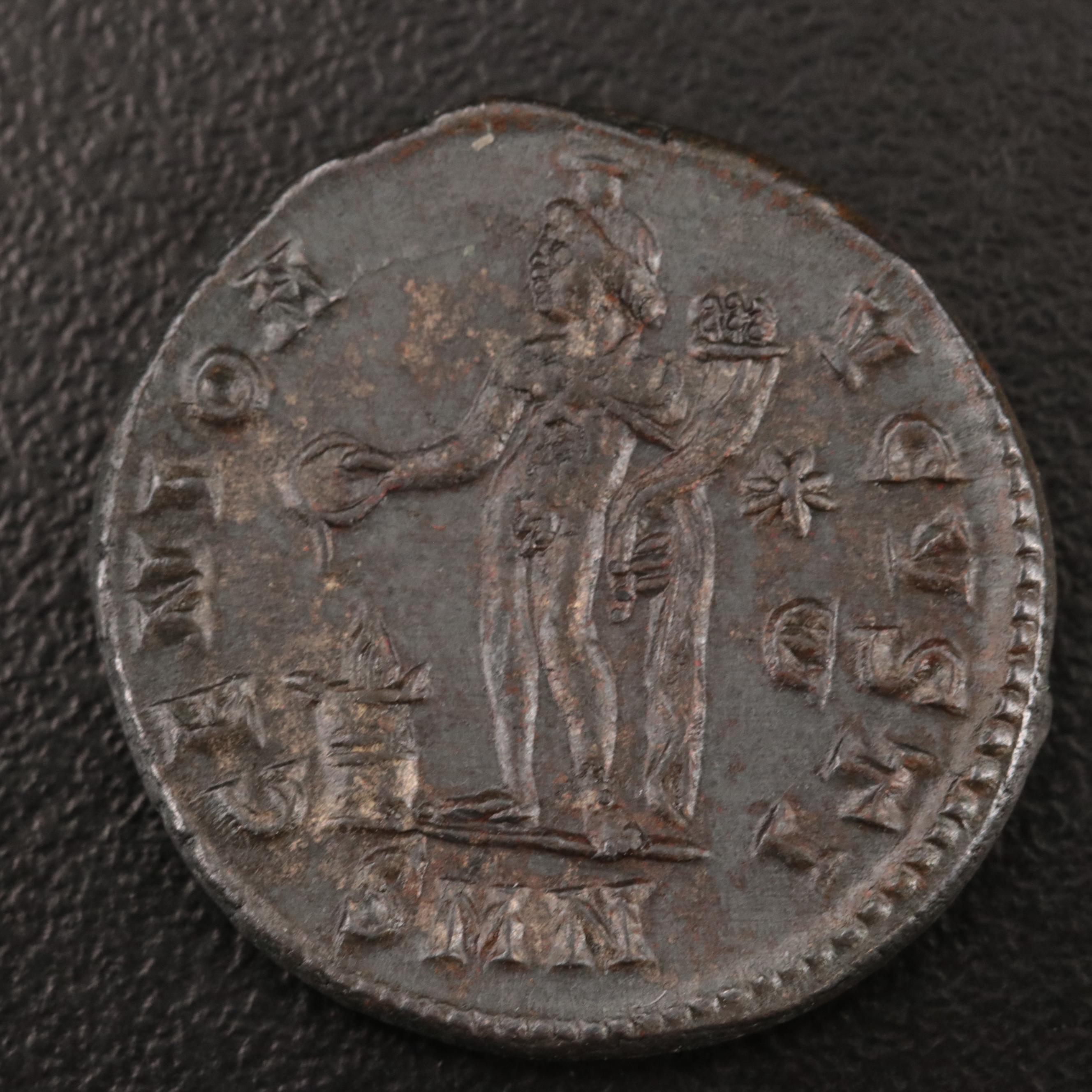 Ancient Roman Imperial Follis Coin of Maximinus II, ca. 310 A.D.
