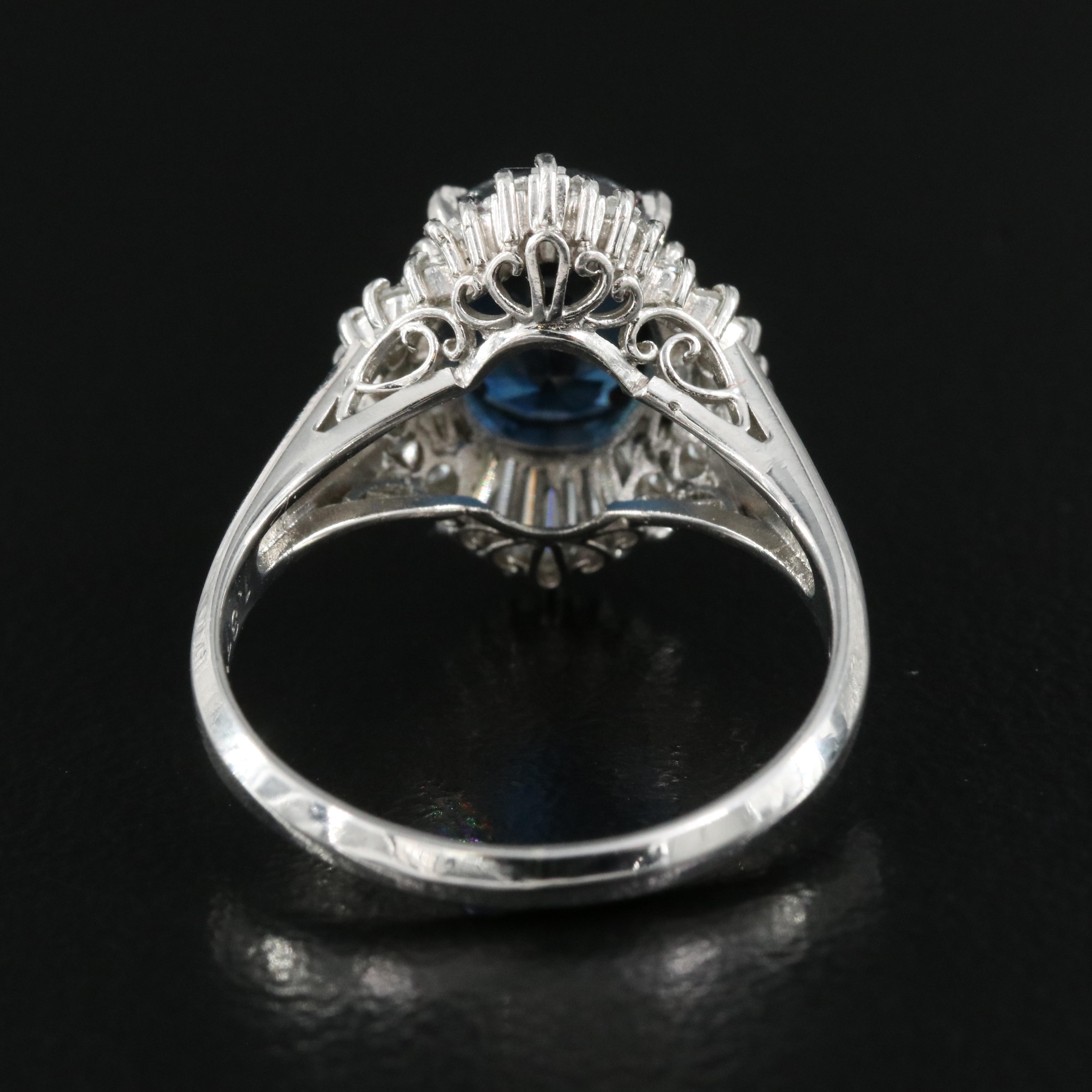 Platinum 1.87 CT Sapphire and Diamond Ring with GIA Report