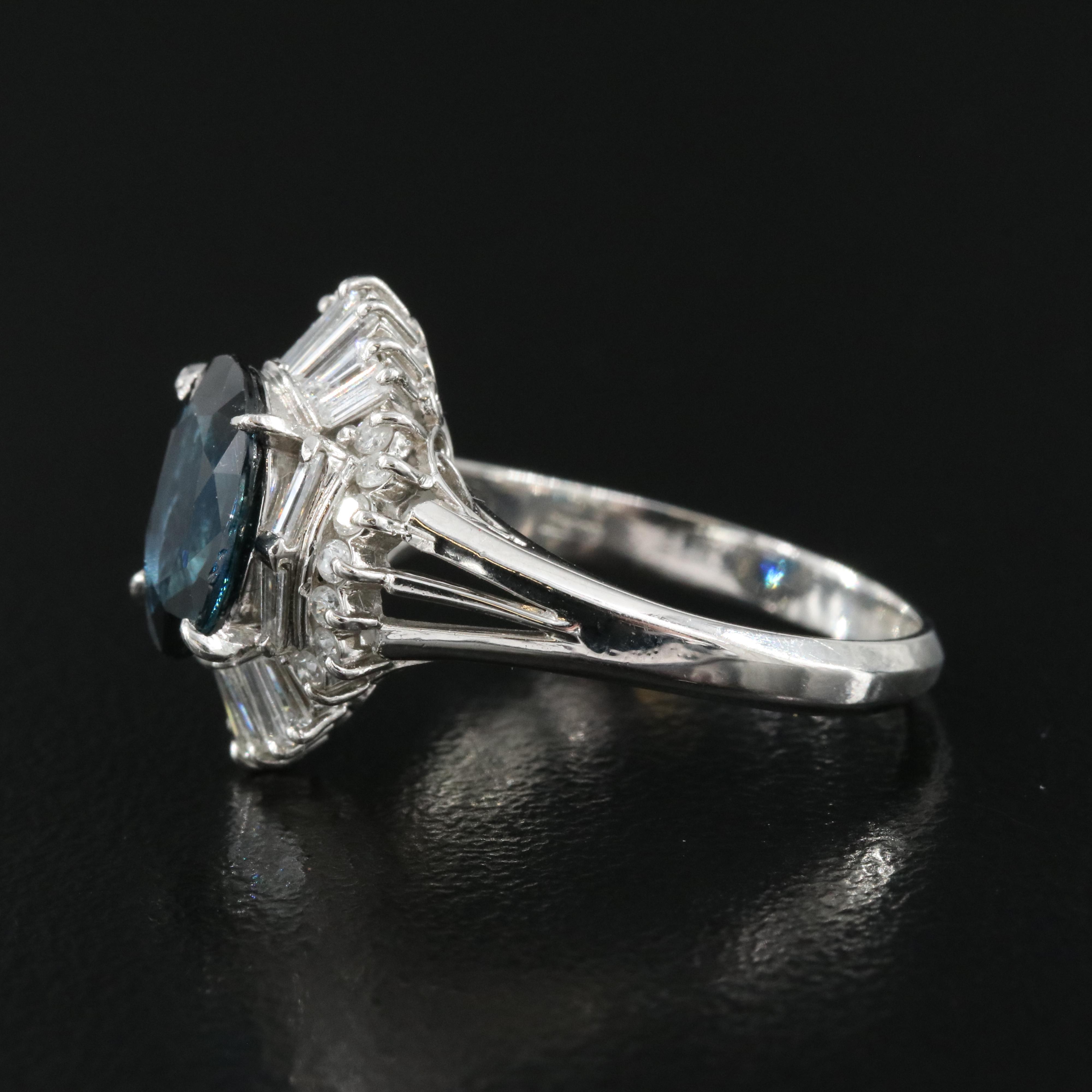 Platinum 1.87 CT Sapphire and Diamond Ring with GIA Report