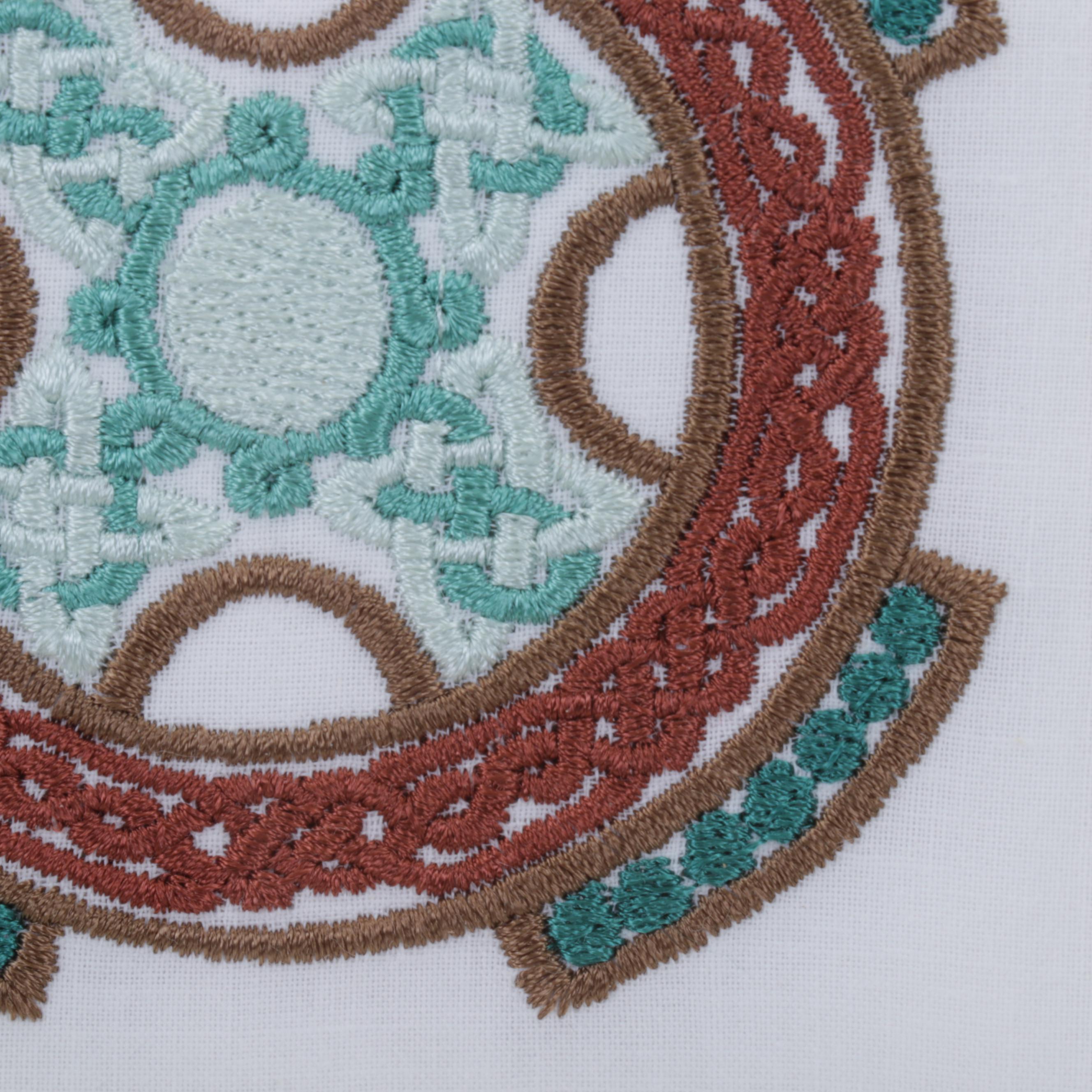 Jane Good Hand-Embroidered "Turquoise Triple Celtic Cross 2-D" Wall Hanging