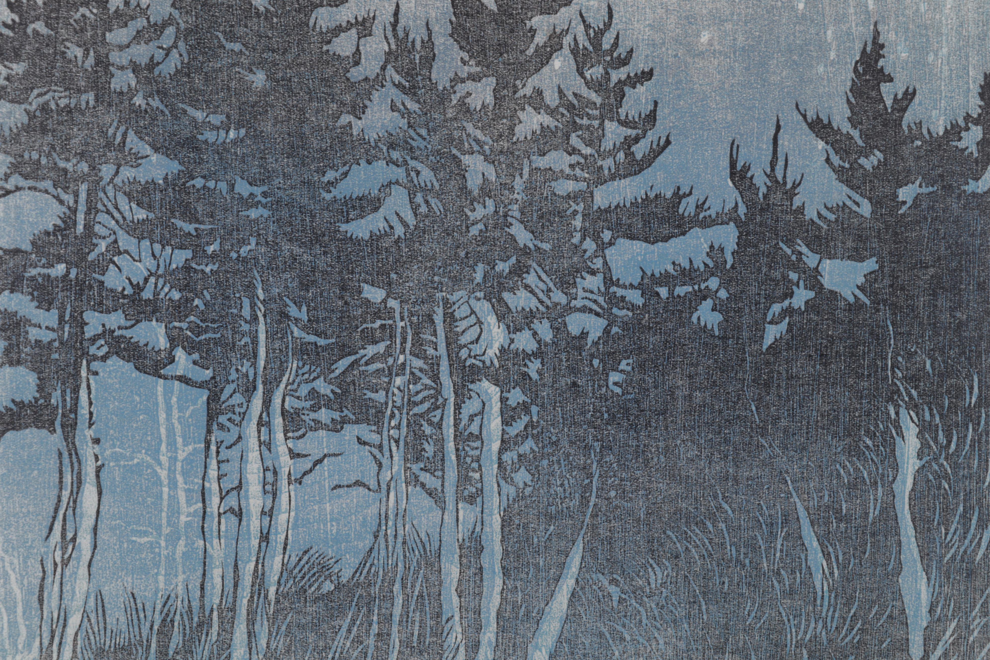 Marci McDonald Woodcut "Night Light," 1977