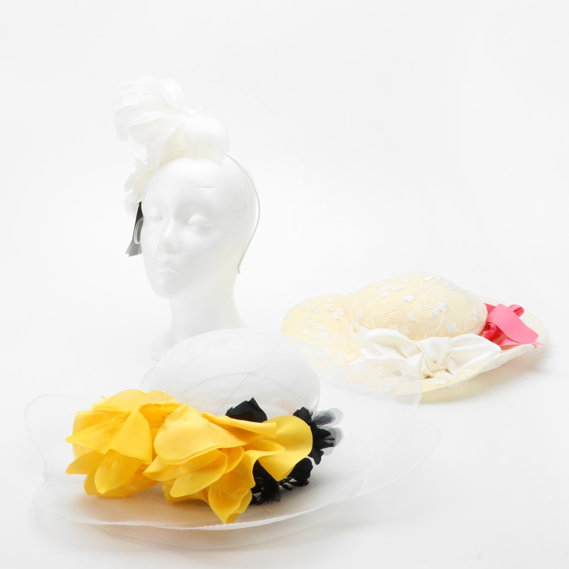 Emma B. for Giovannio Feather/Fabric Fascinator and Honeyvine Hats with Box