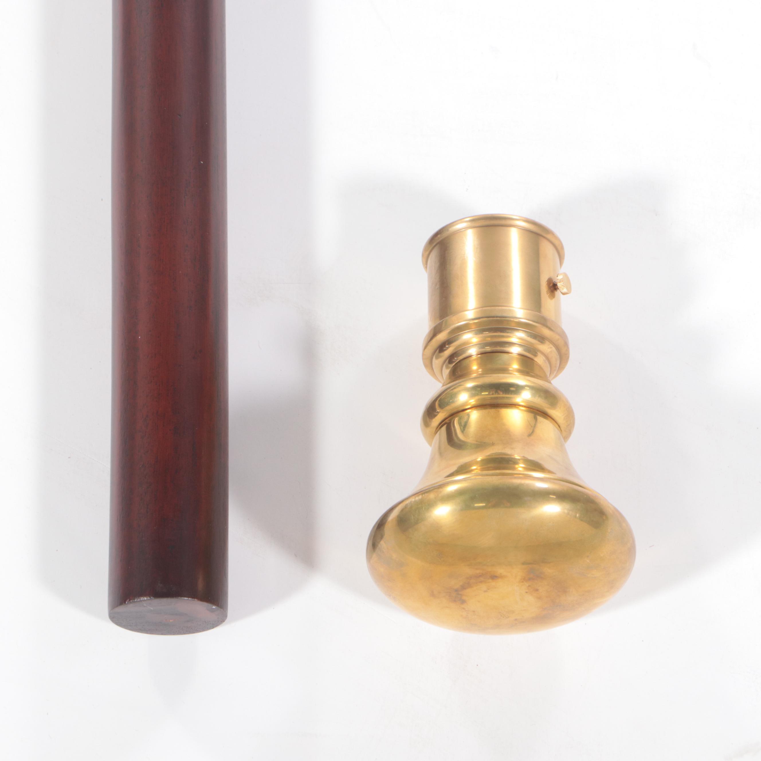 Ralph Lauren Home Mahogany Curtain Rods with Brass Finials and Drapery Wands