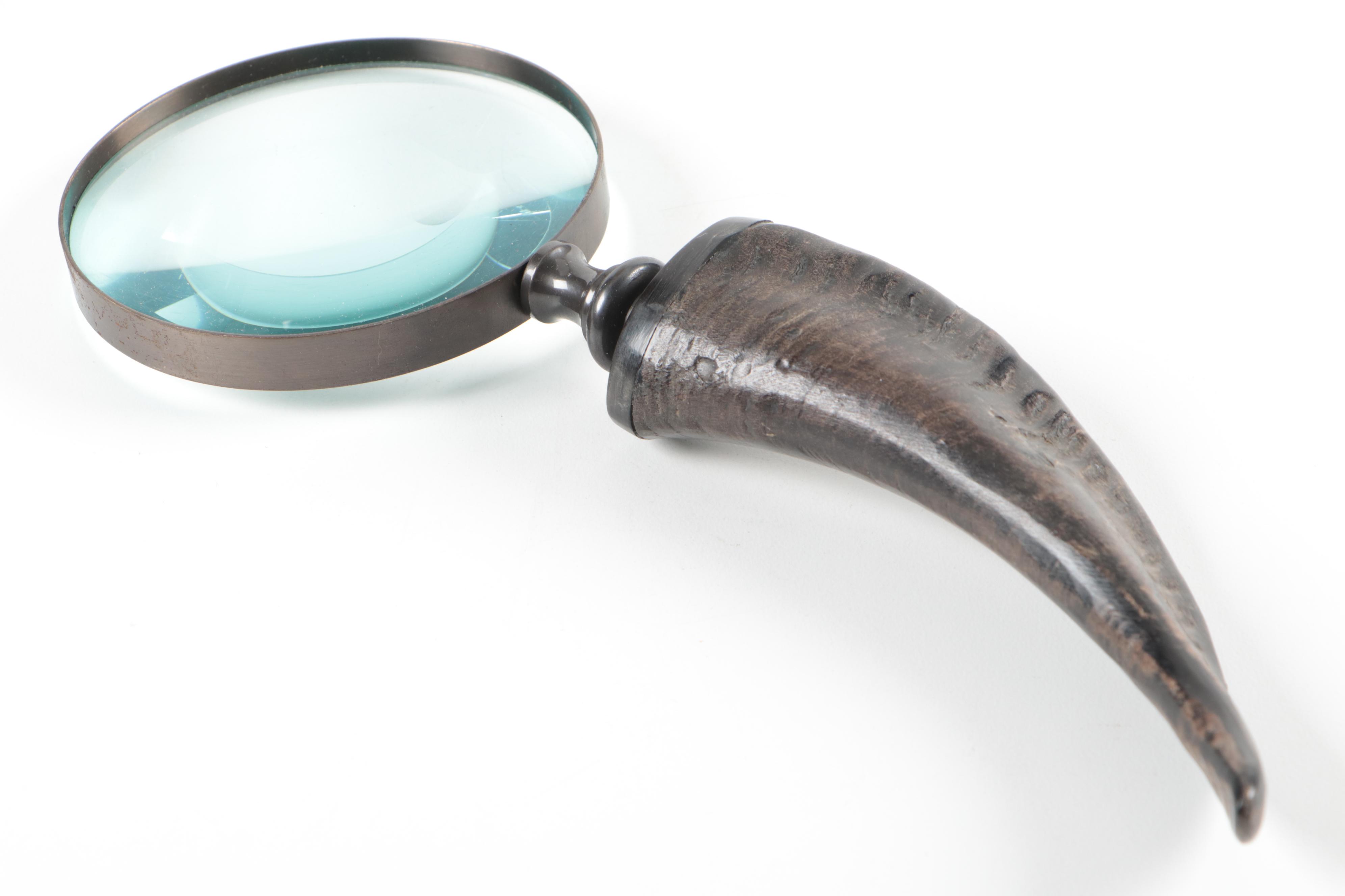 Horn Handled Magnifying Glass and Letter Opener