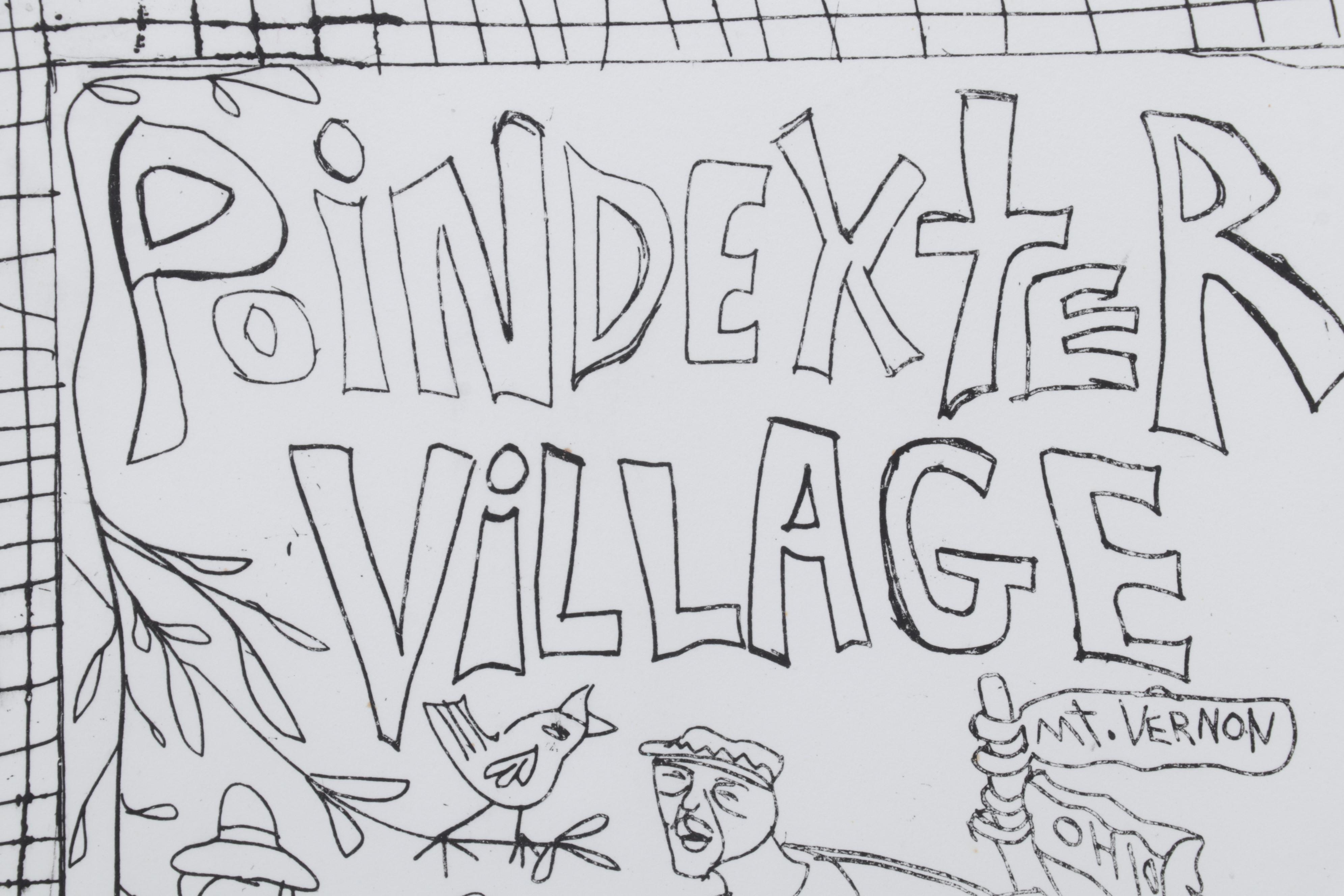 Aminah Robinson Etching "Poindexter Village," 1989