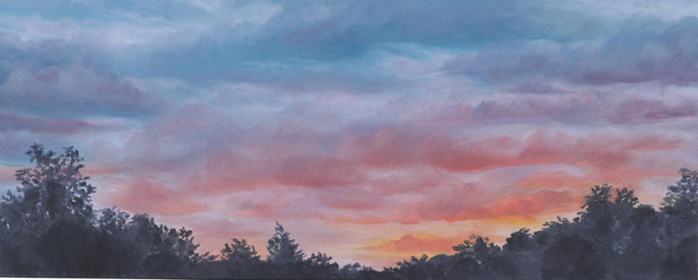 Rachel Grass Acrylic Painting "Dusk Along the Road," 2015