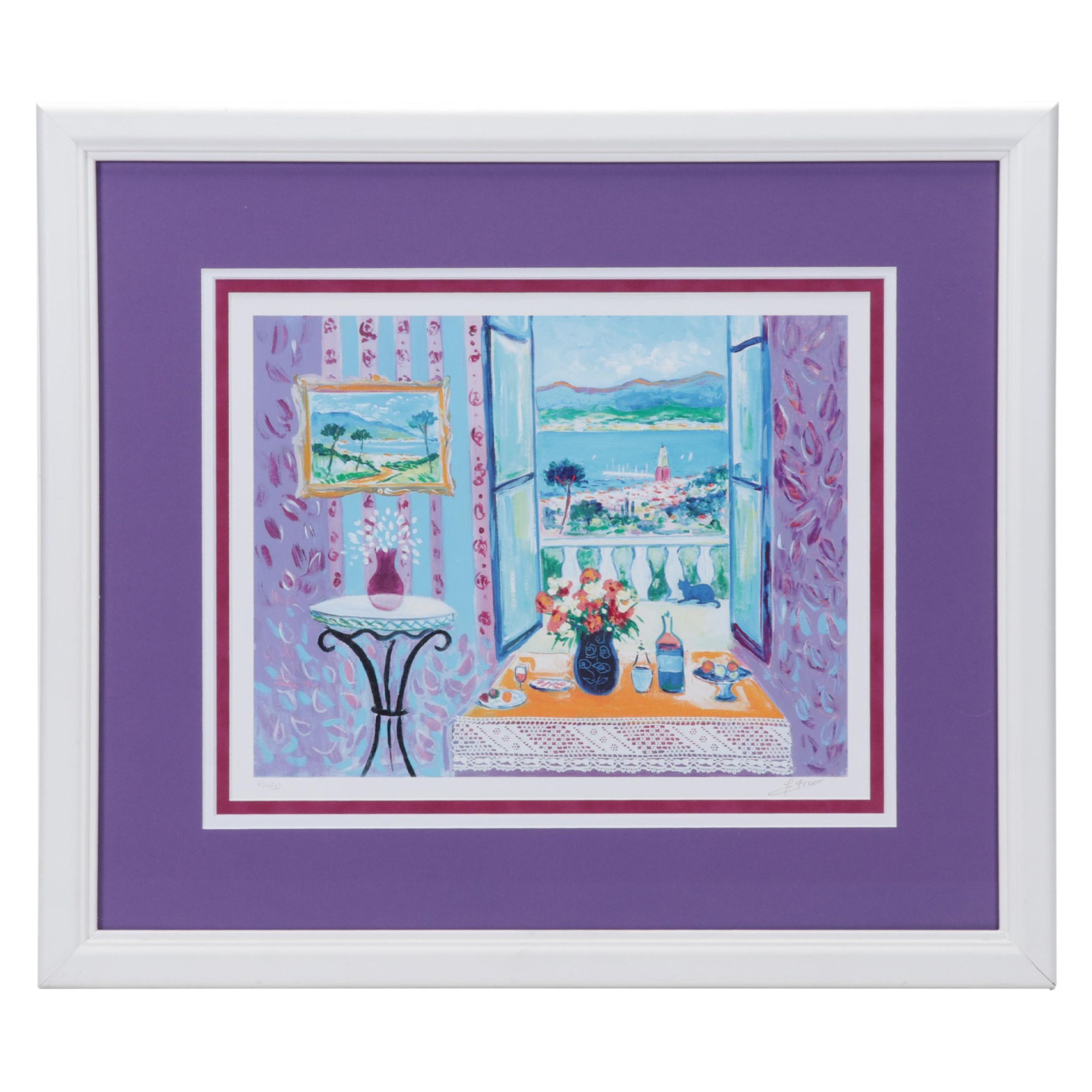 Jean-Claude Picot Seriolithograph "Le Balcon à St. Tropez," Circa 2002