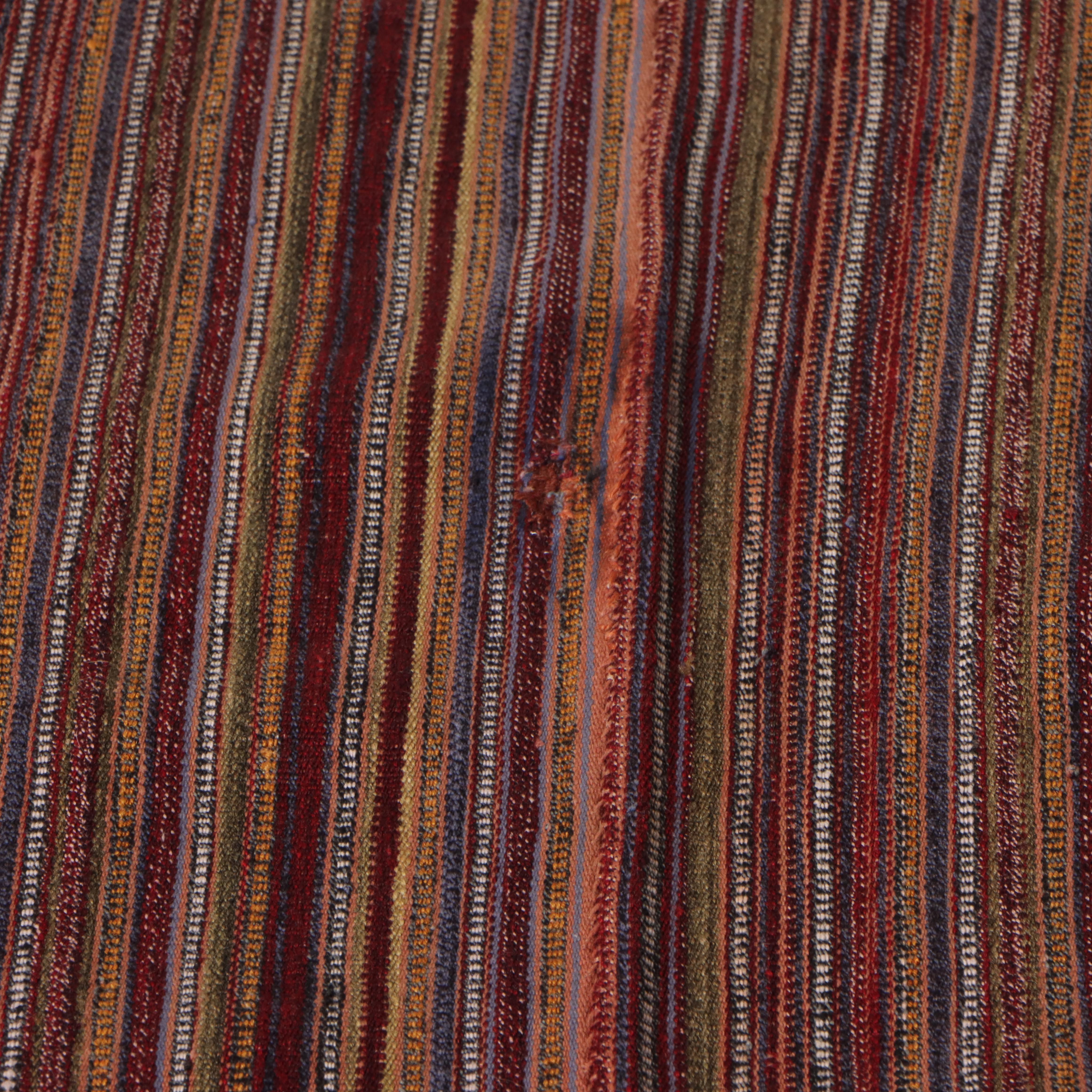 6'11 x 7'4 Handwoven Shahsevan Kilim Jejim Striped Area Rug