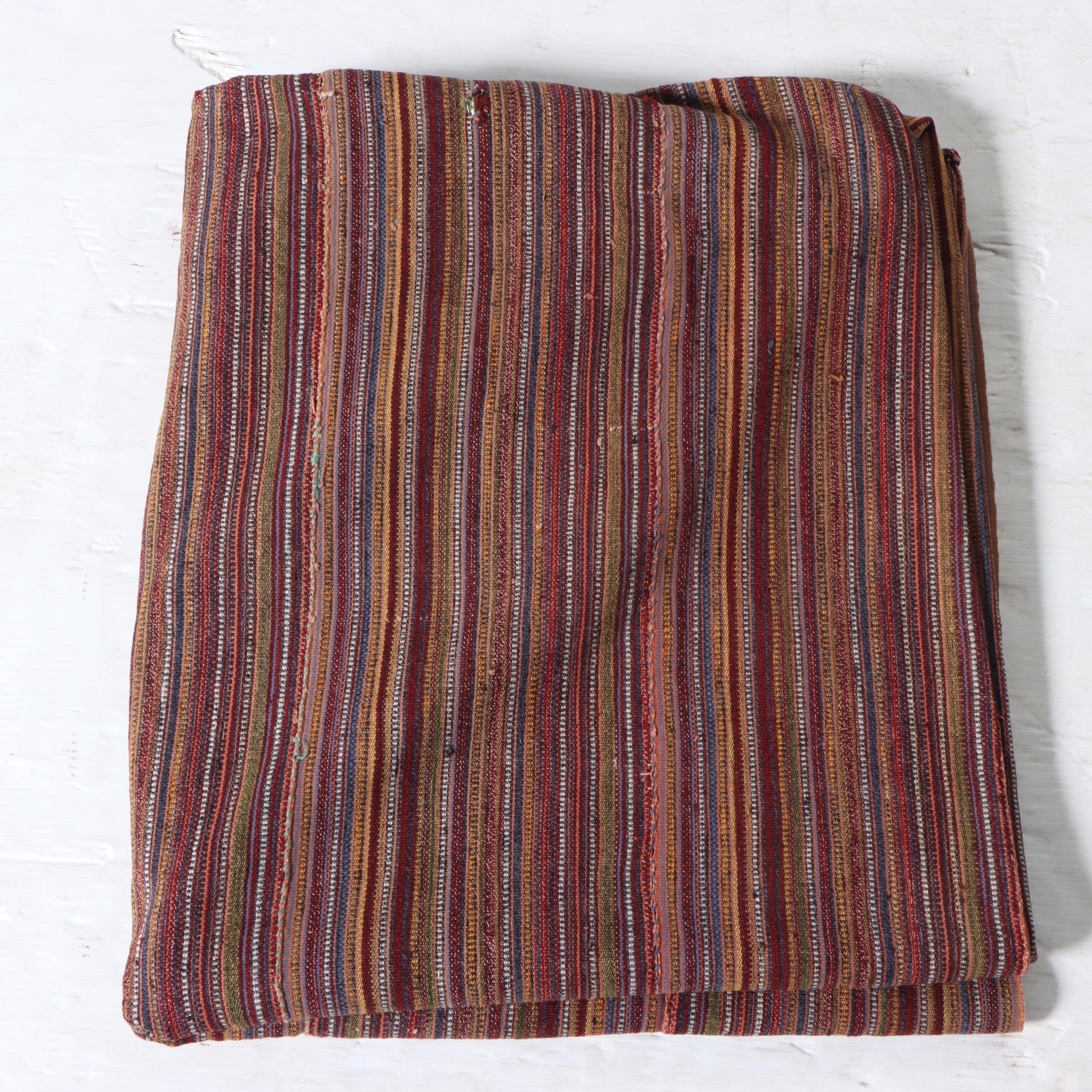 6'11 x 7'4 Handwoven Shahsevan Kilim Jejim Striped Area Rug