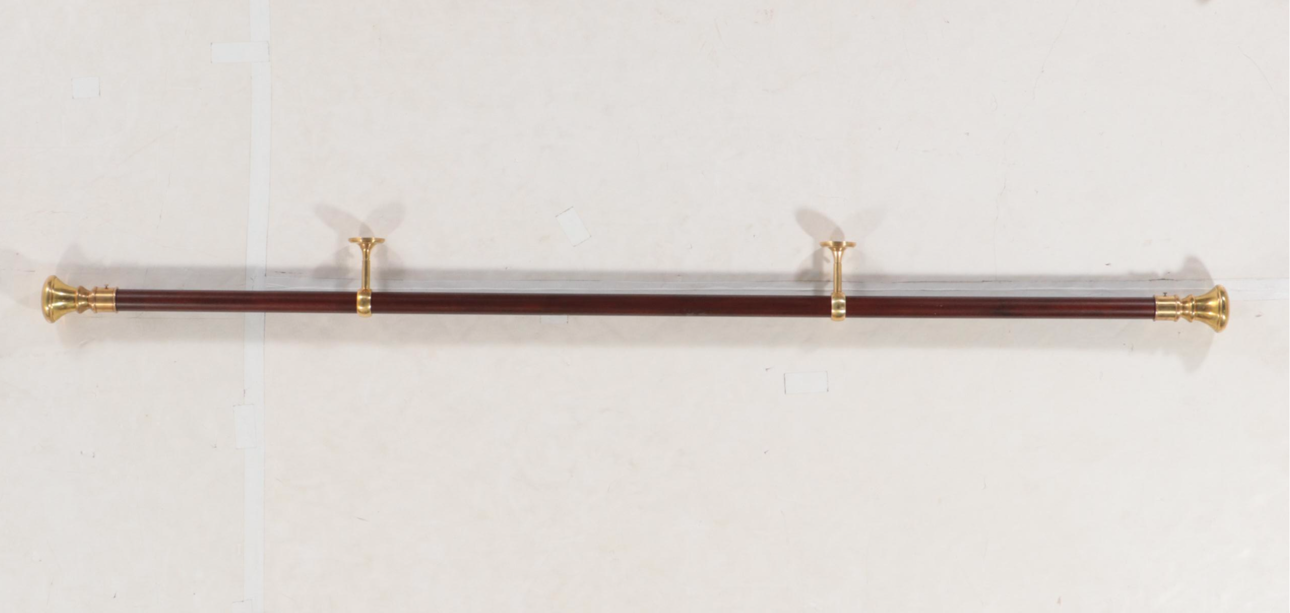 Ralph Lauren Home Mahogany Curtain Rods with Brass Finials and Brackets