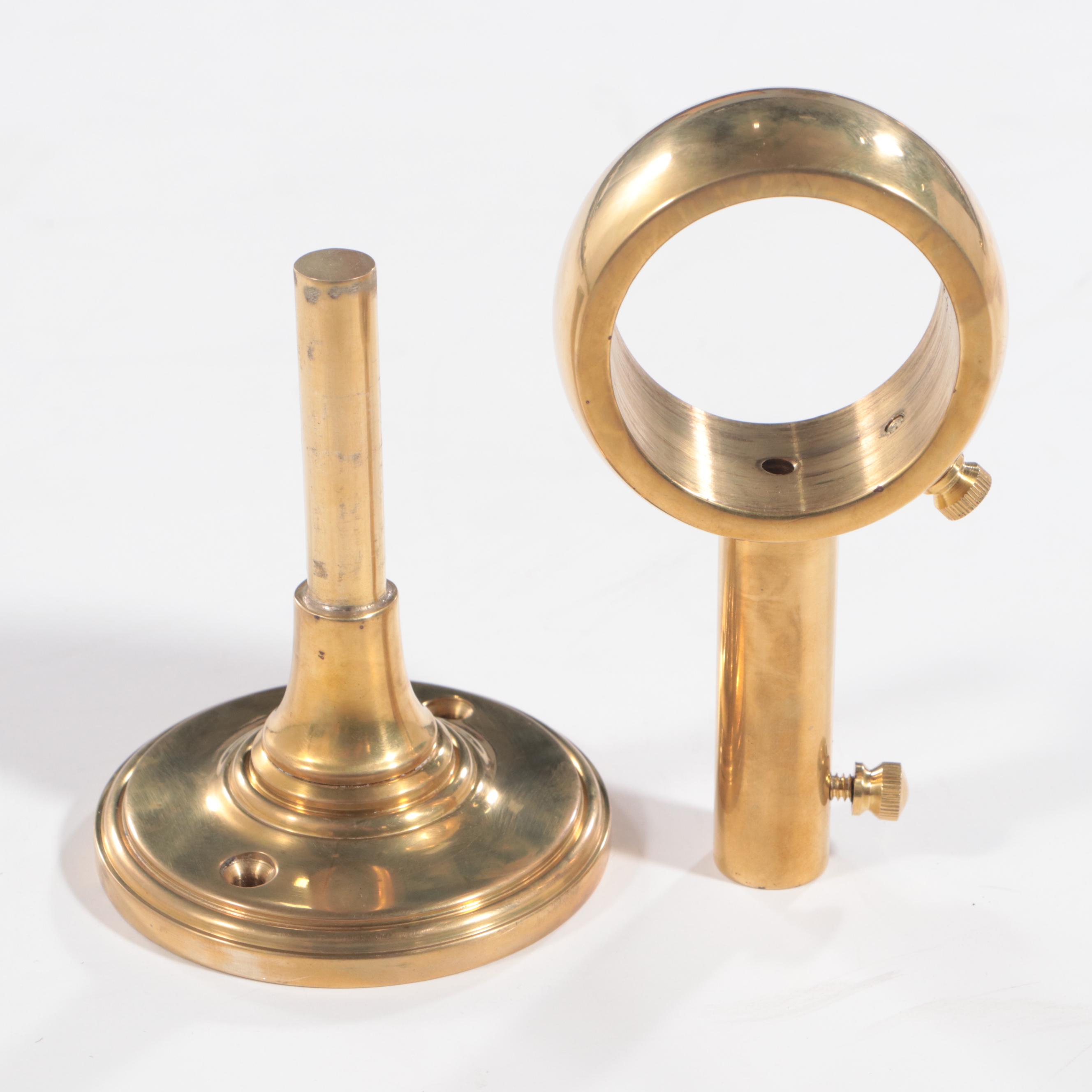 Ralph Lauren Home Mahogany Curtain Rods with Brass Finials and Brackets