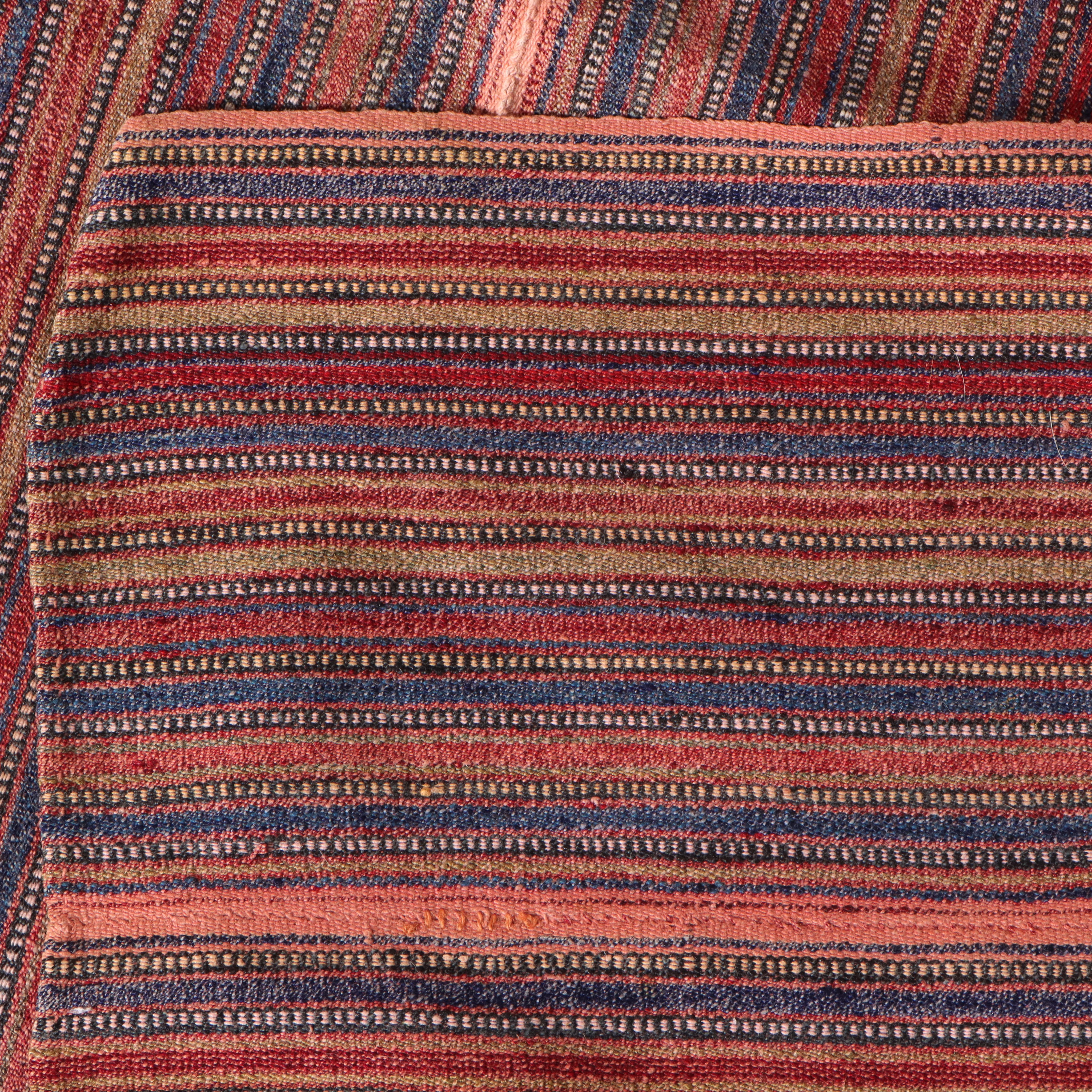 7'2 x 8'1 Handwoven Shahsevan Kilim Jejim Striped Area Rug