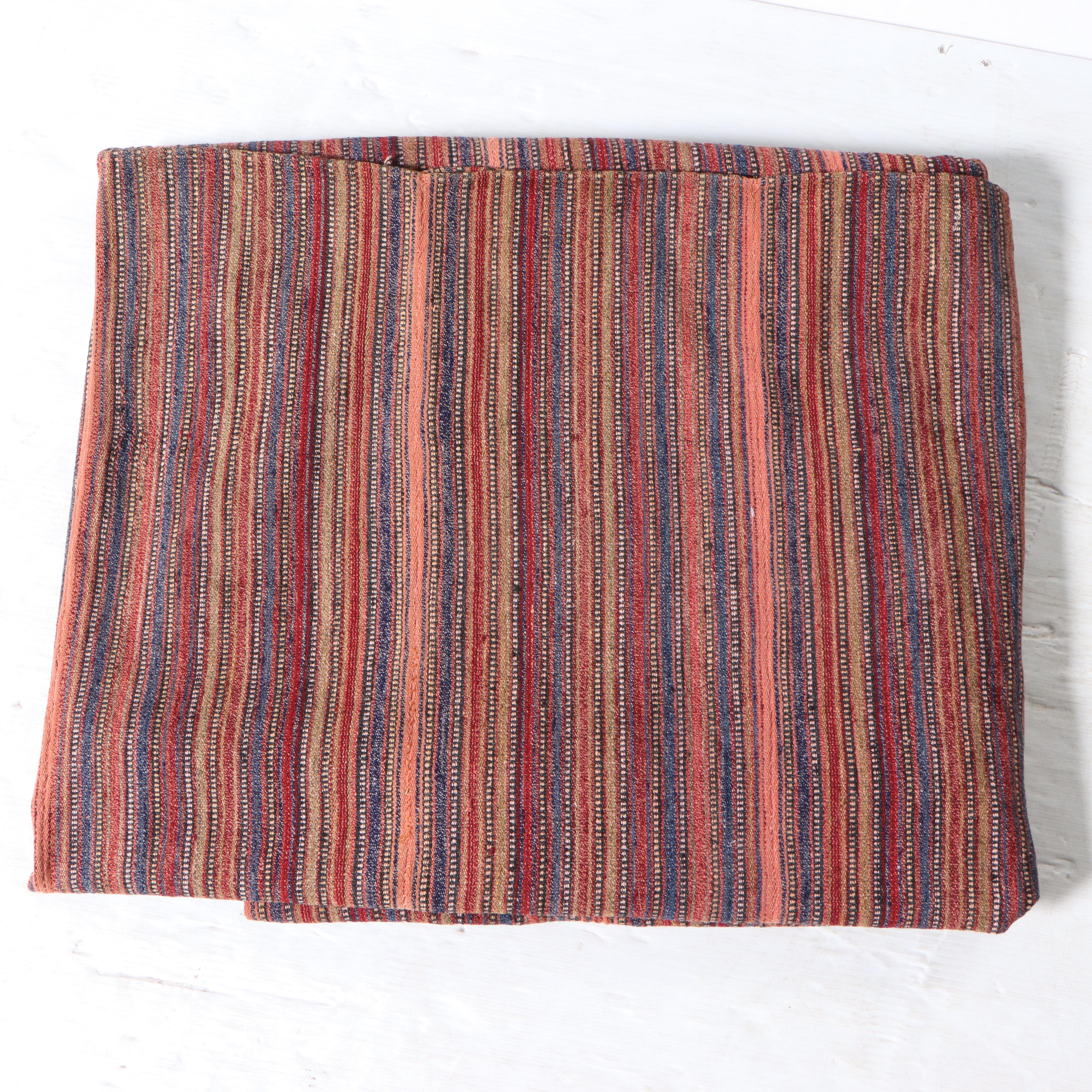 7'2 x 8'1 Handwoven Shahsevan Kilim Jejim Striped Area Rug