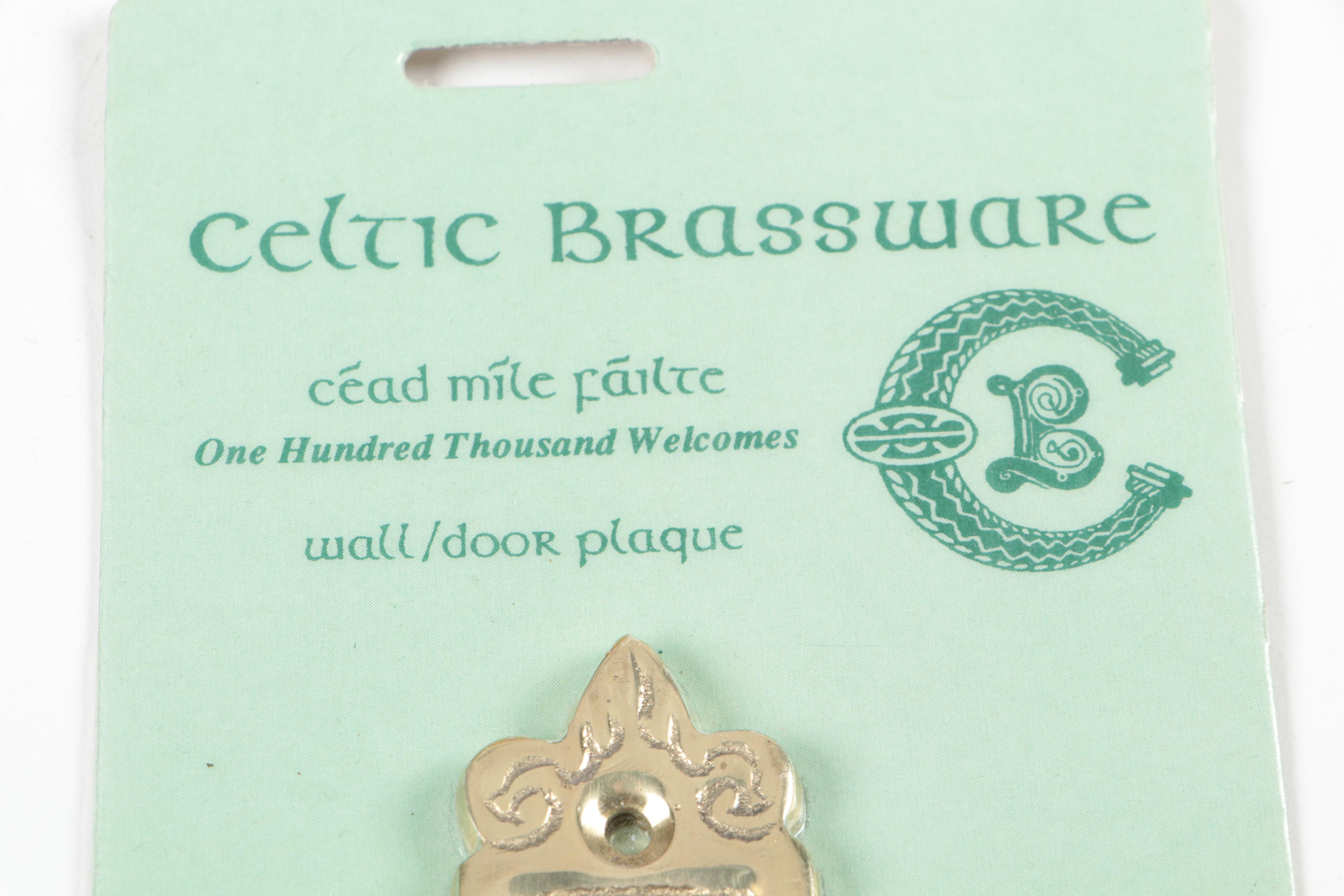 Celtic Brasswear Plaque, Irish Toby Mug and Figurines