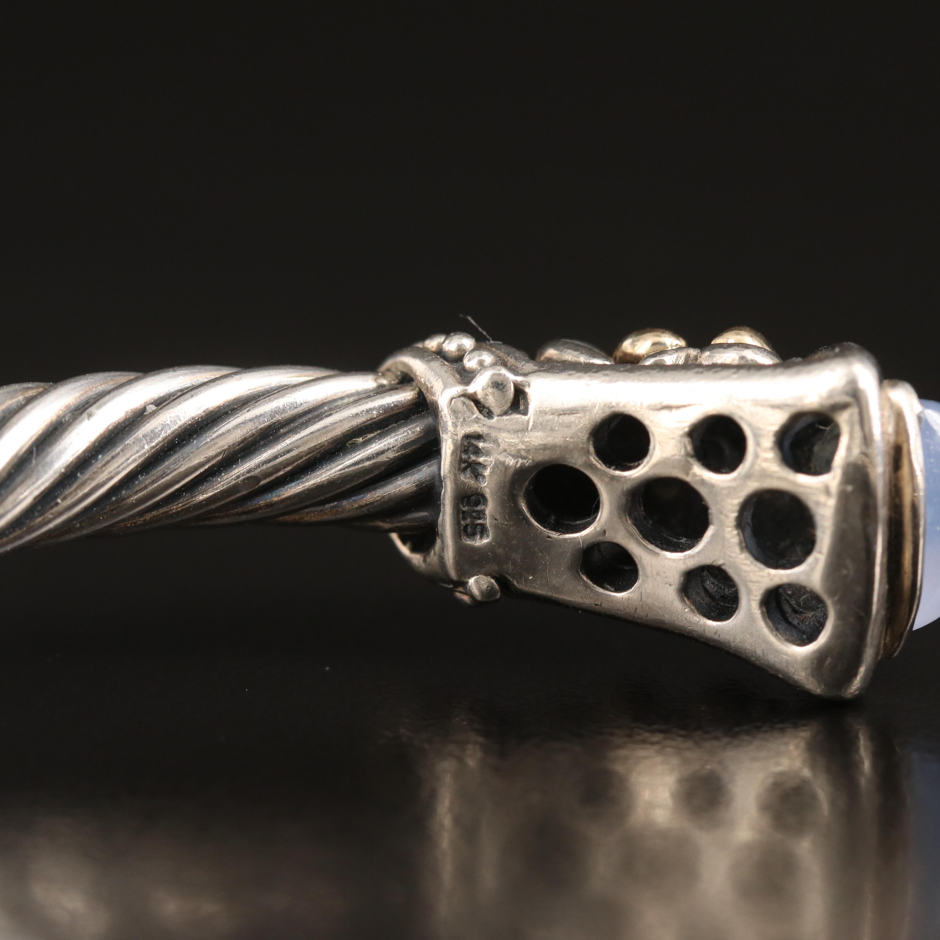 Samuel Benham Sterling Chalcedony and Tanzanite Cuff with 14K Accents