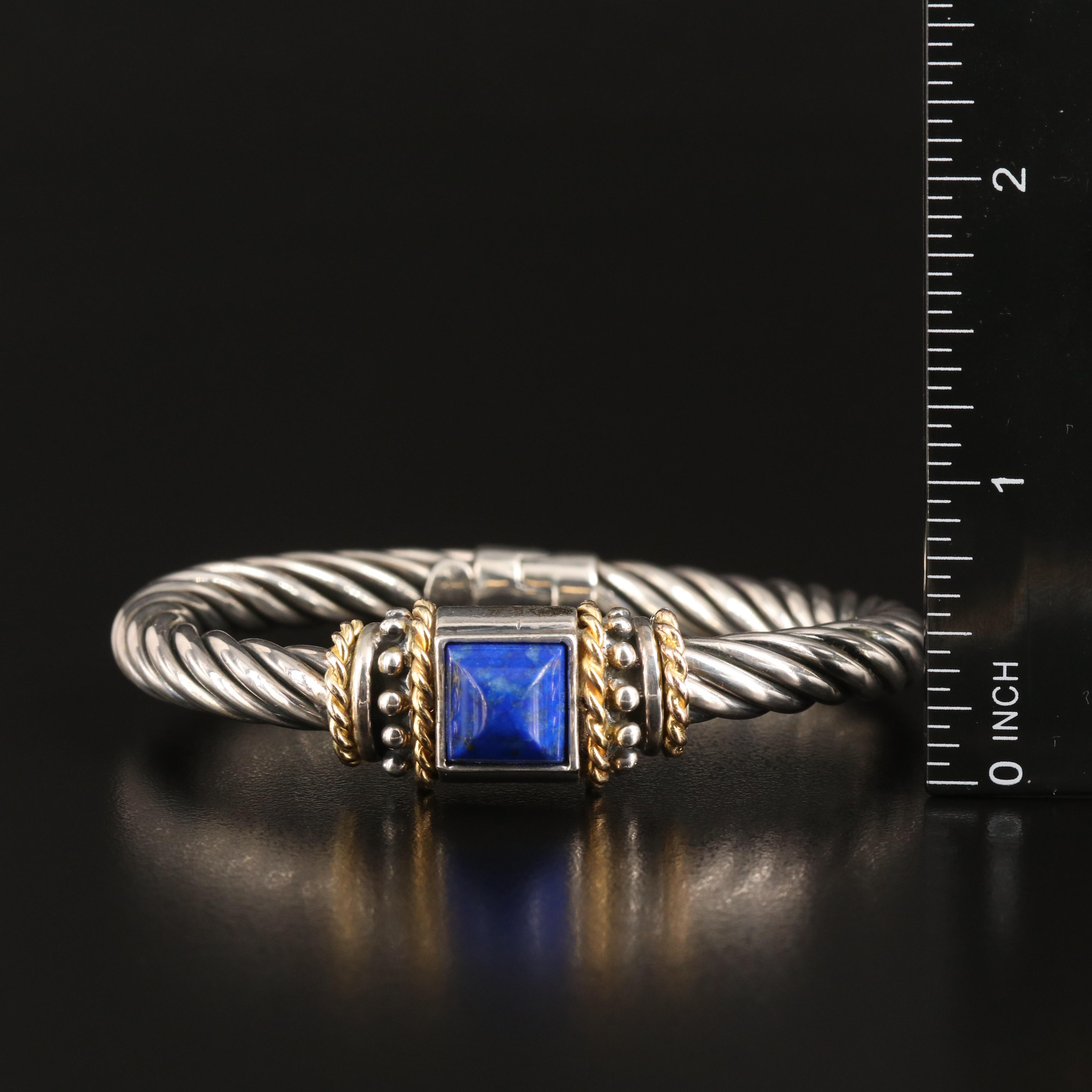 Fili Menegatti Sterling Lapis Lazuli Hinged Bangle