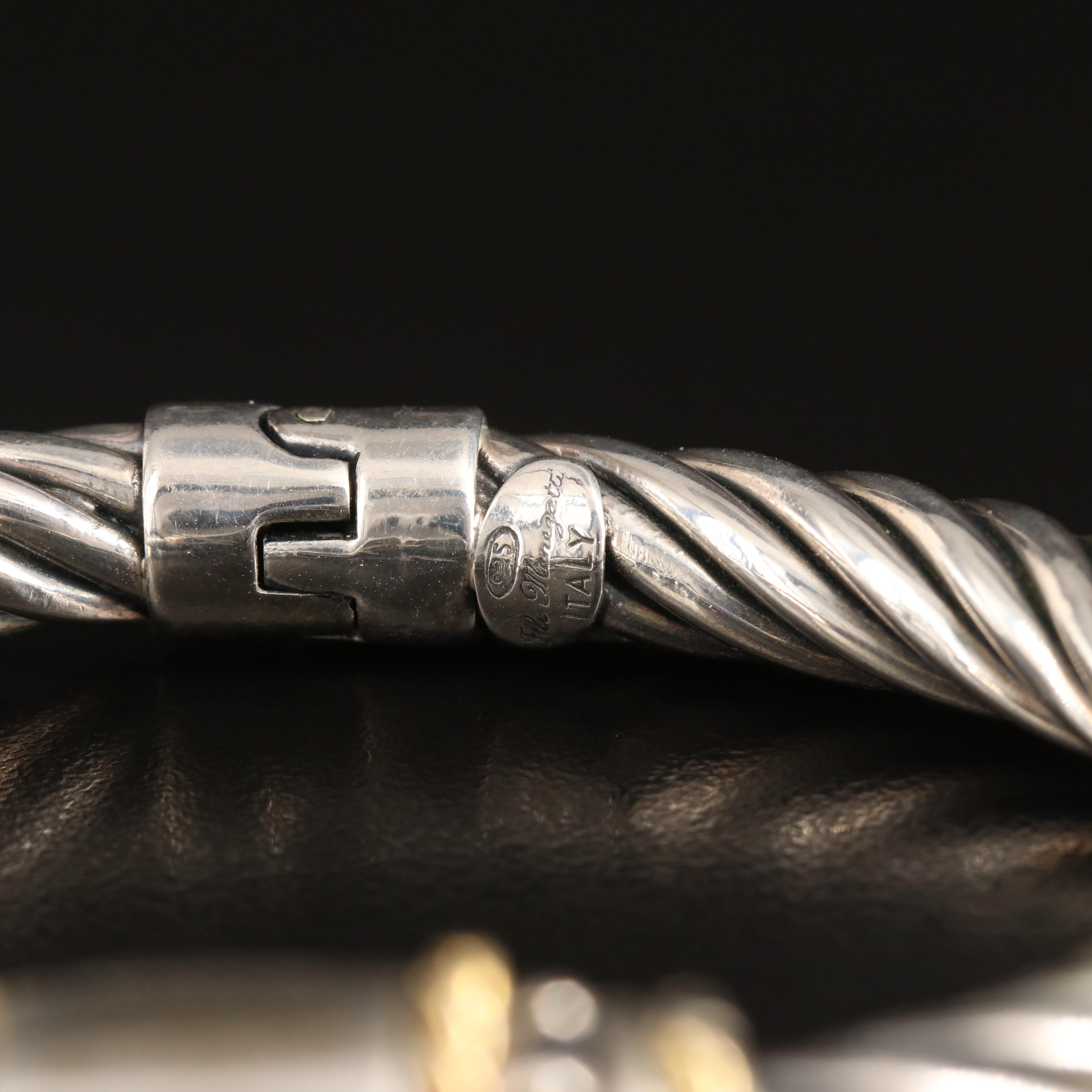 Fili Menegatti Sterling Lapis Lazuli Hinged Bangle