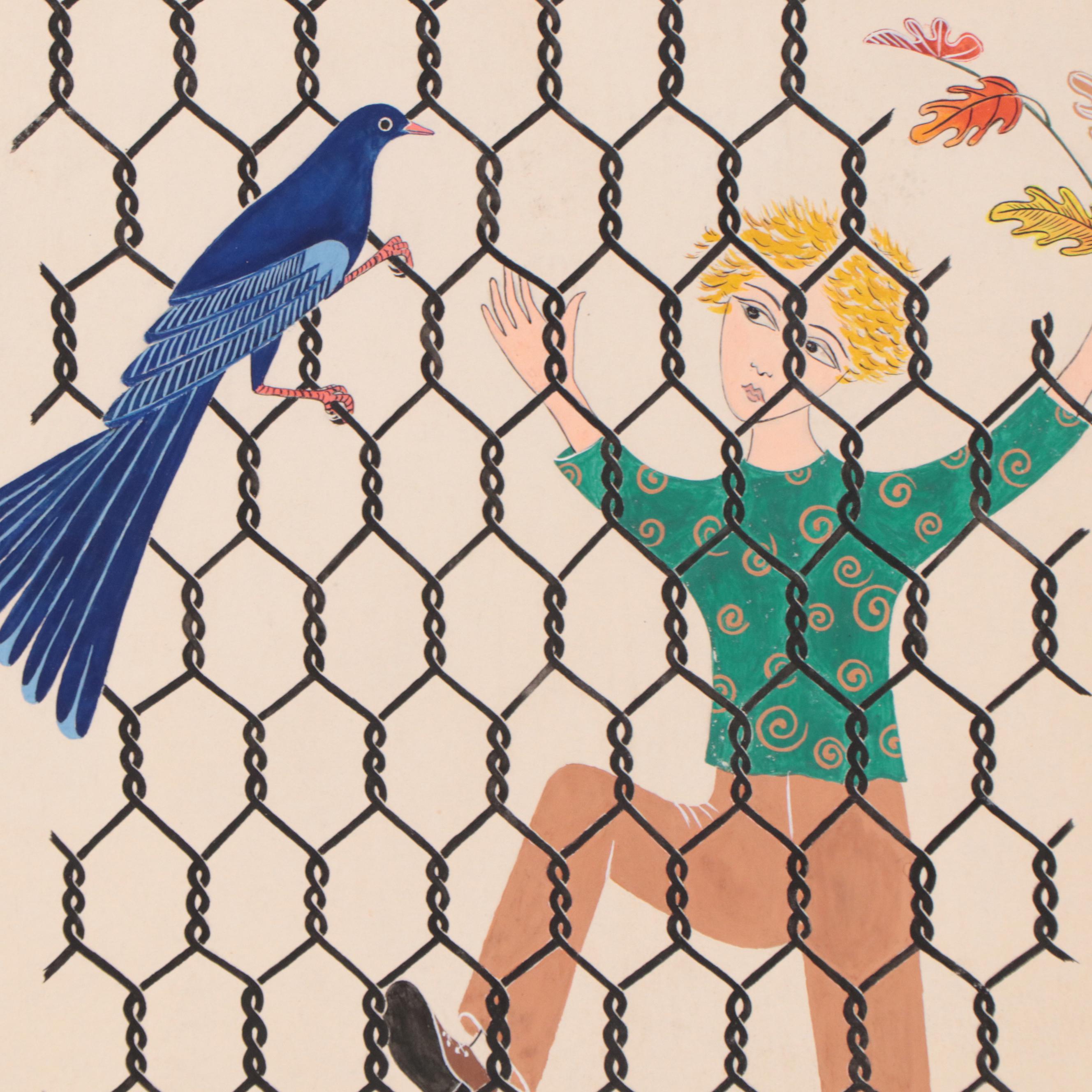 Abstract Watercolor Painting and Figurative Gouache Painting