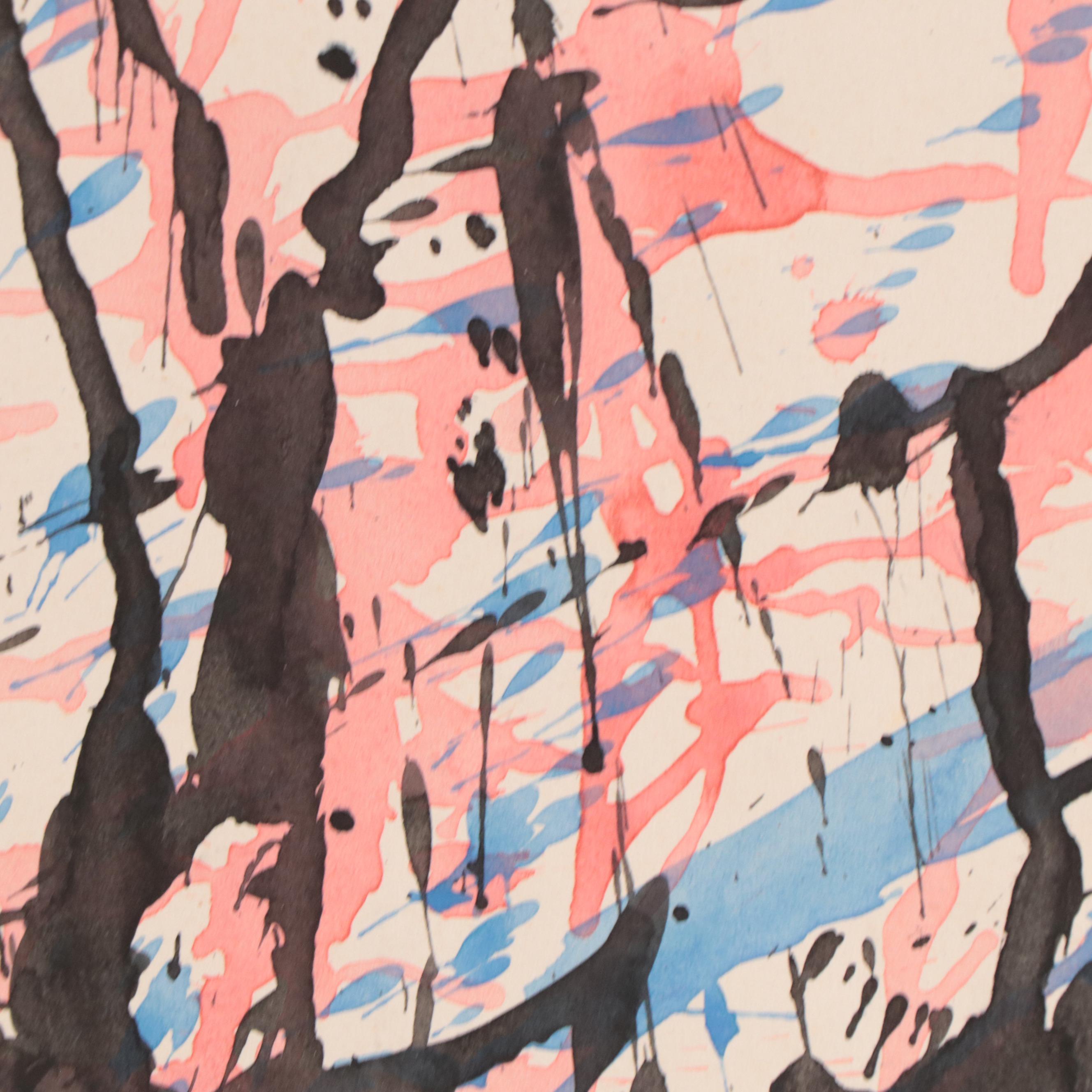 Abstract Watercolor Painting and Figurative Gouache Painting