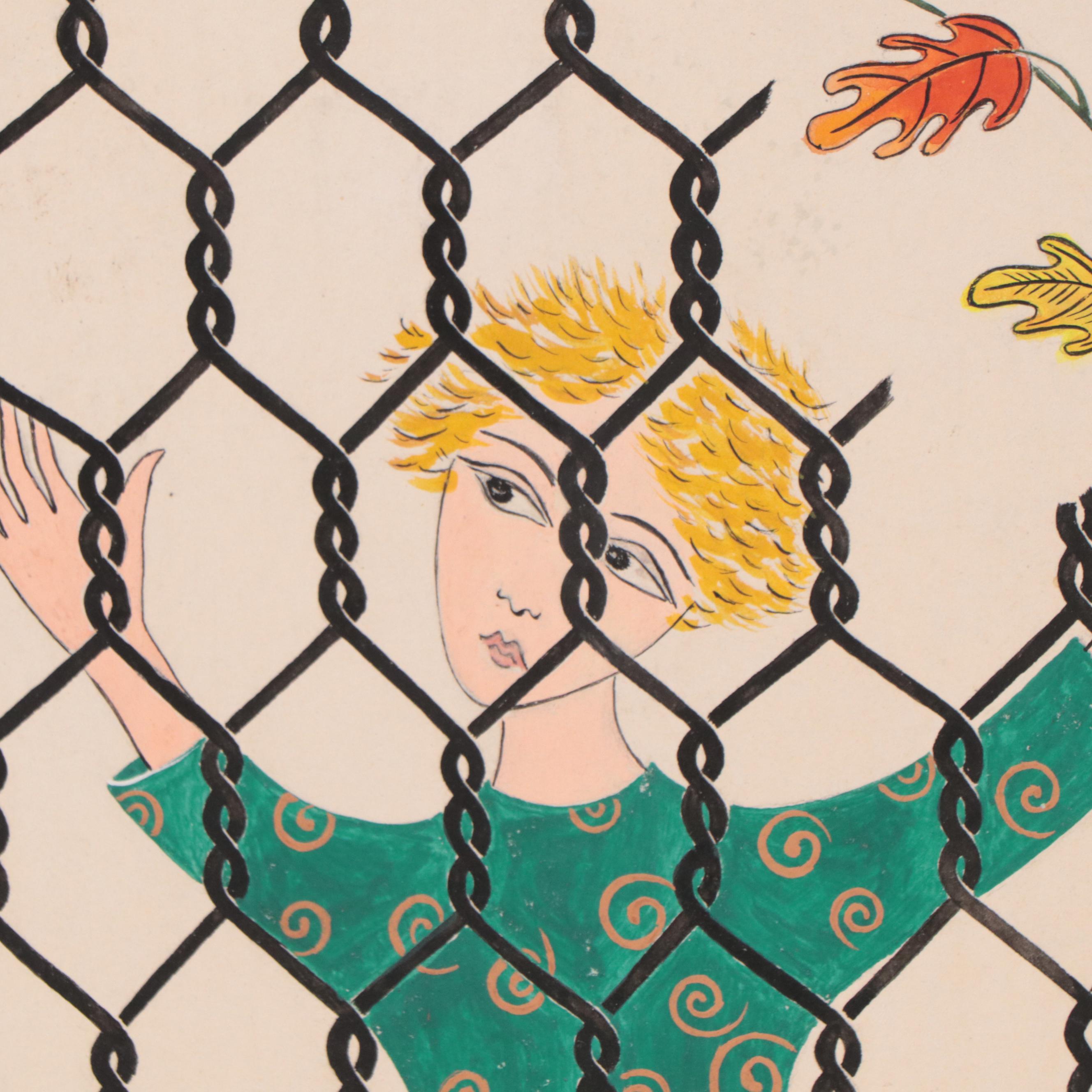 Abstract Watercolor Painting and Figurative Gouache Painting