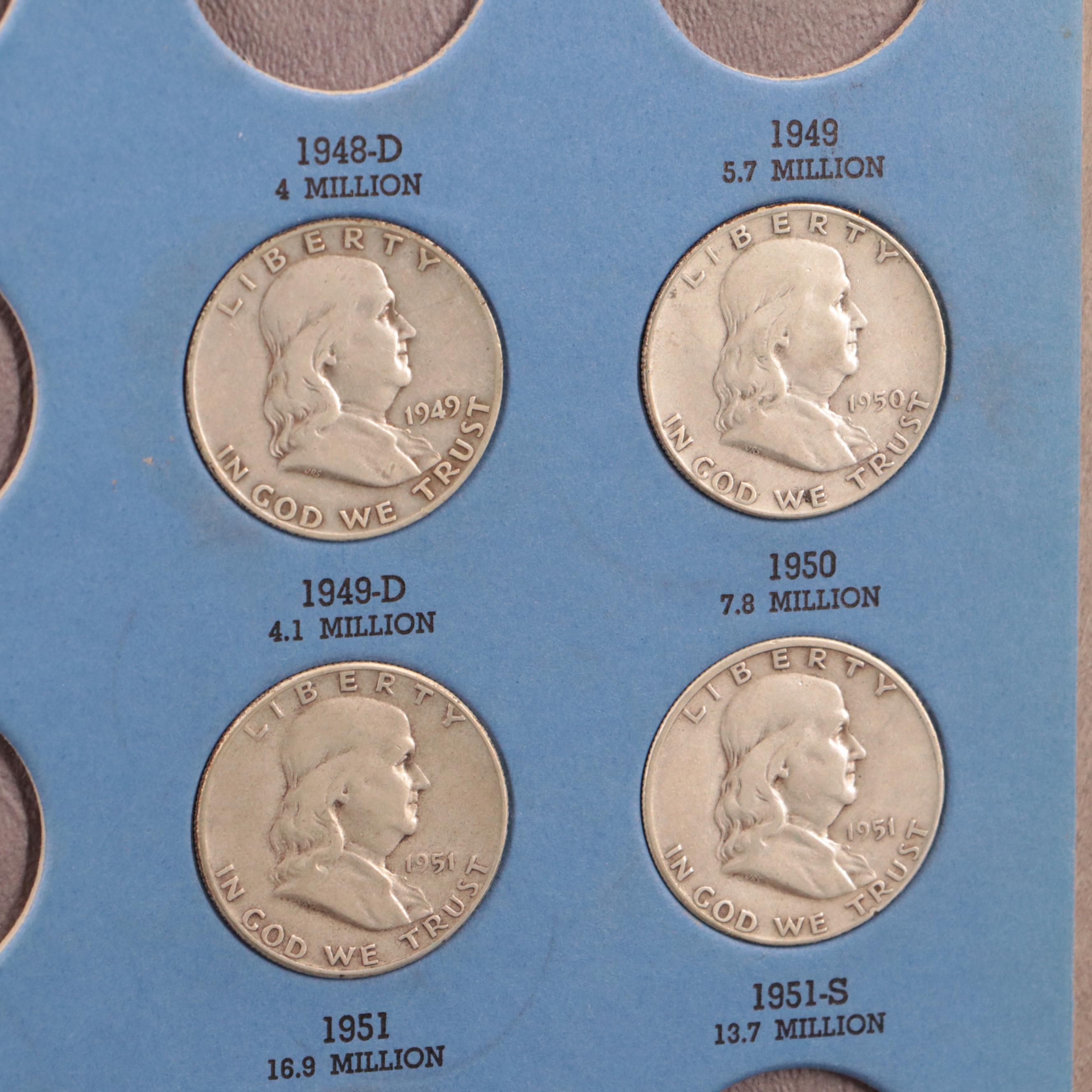 Partial Set of Franklin Silver Half Dollars