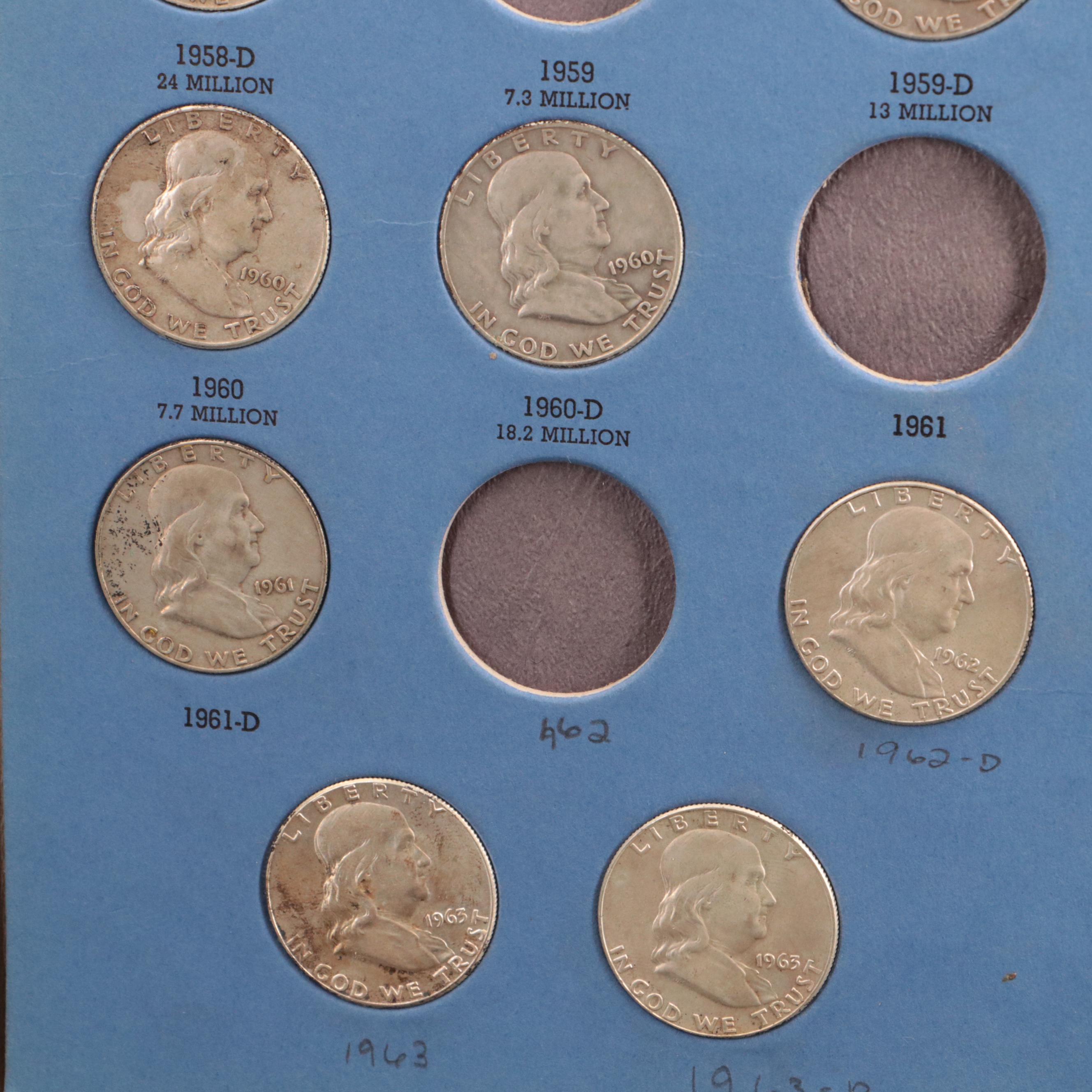 Partial Set of Franklin Silver Half Dollars