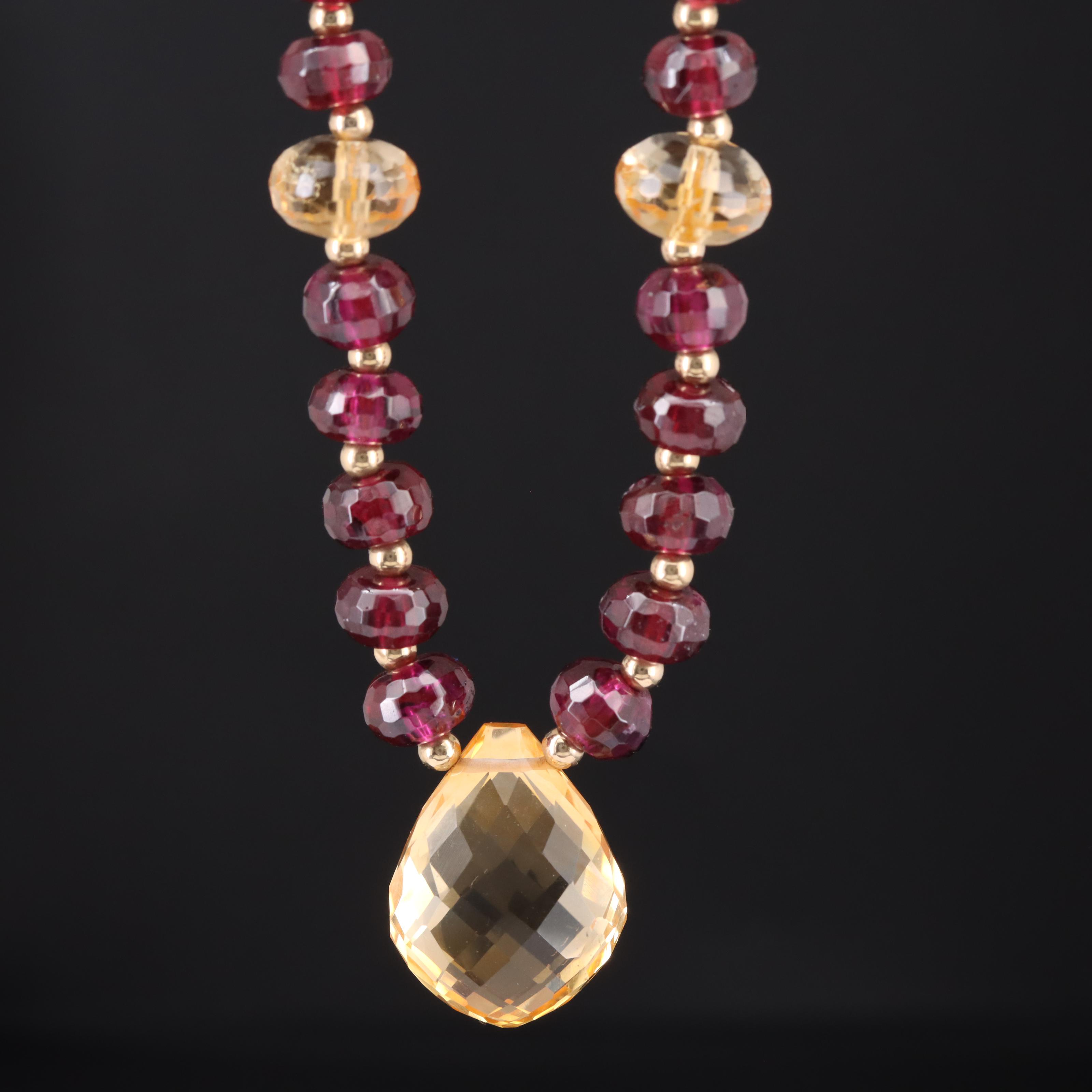 14K Citrine and Garnet Necklace