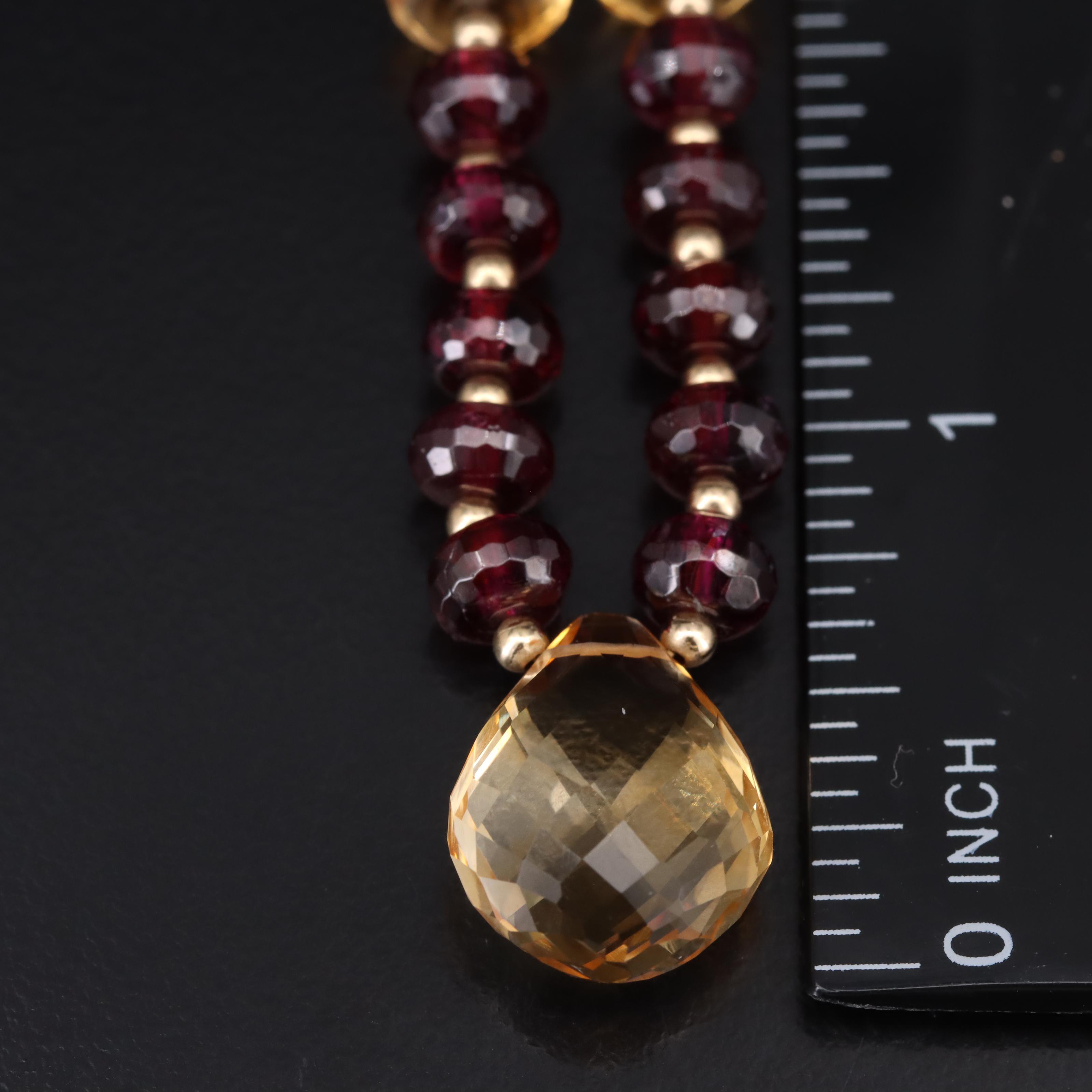 14K Citrine and Garnet Necklace