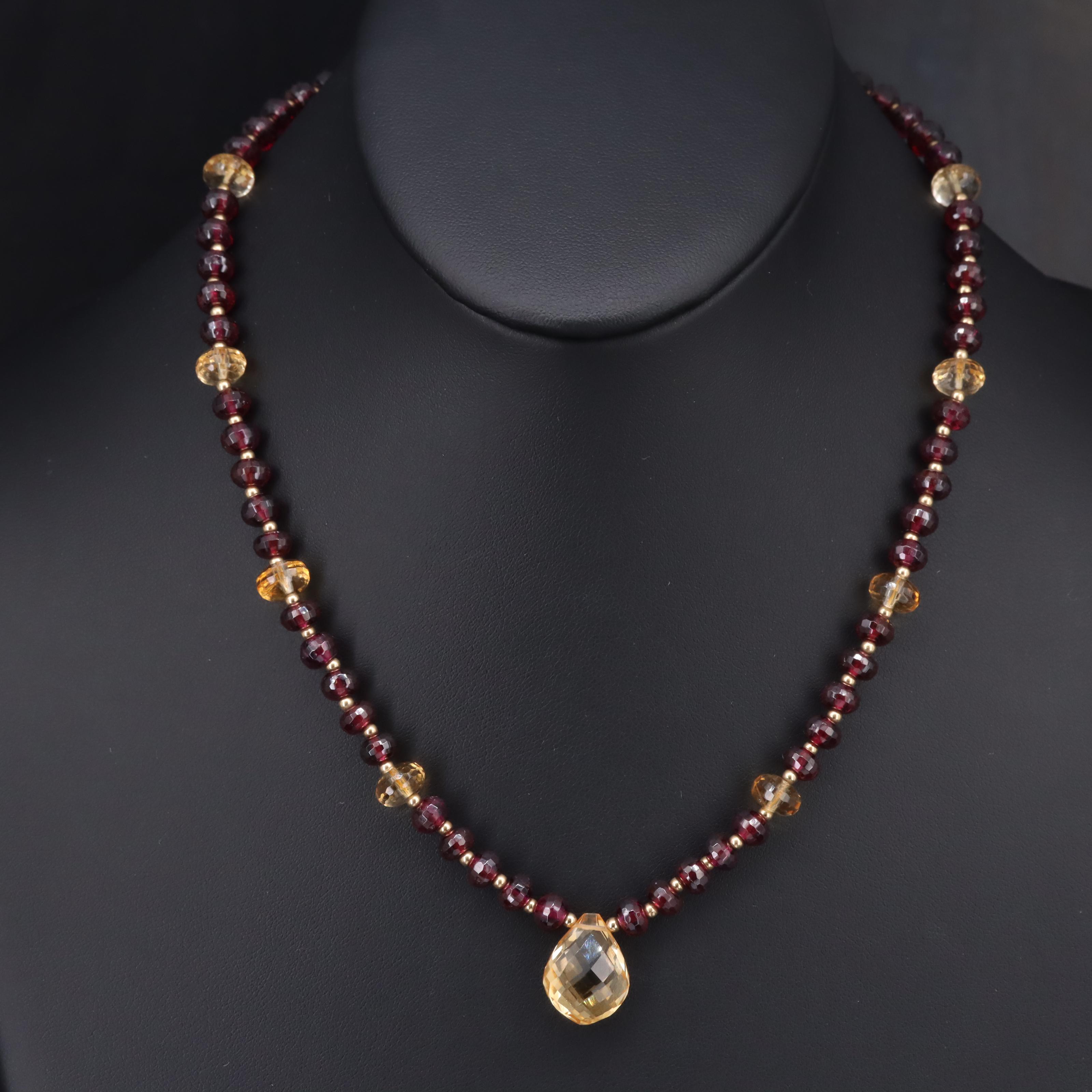 14K Citrine and Garnet Necklace