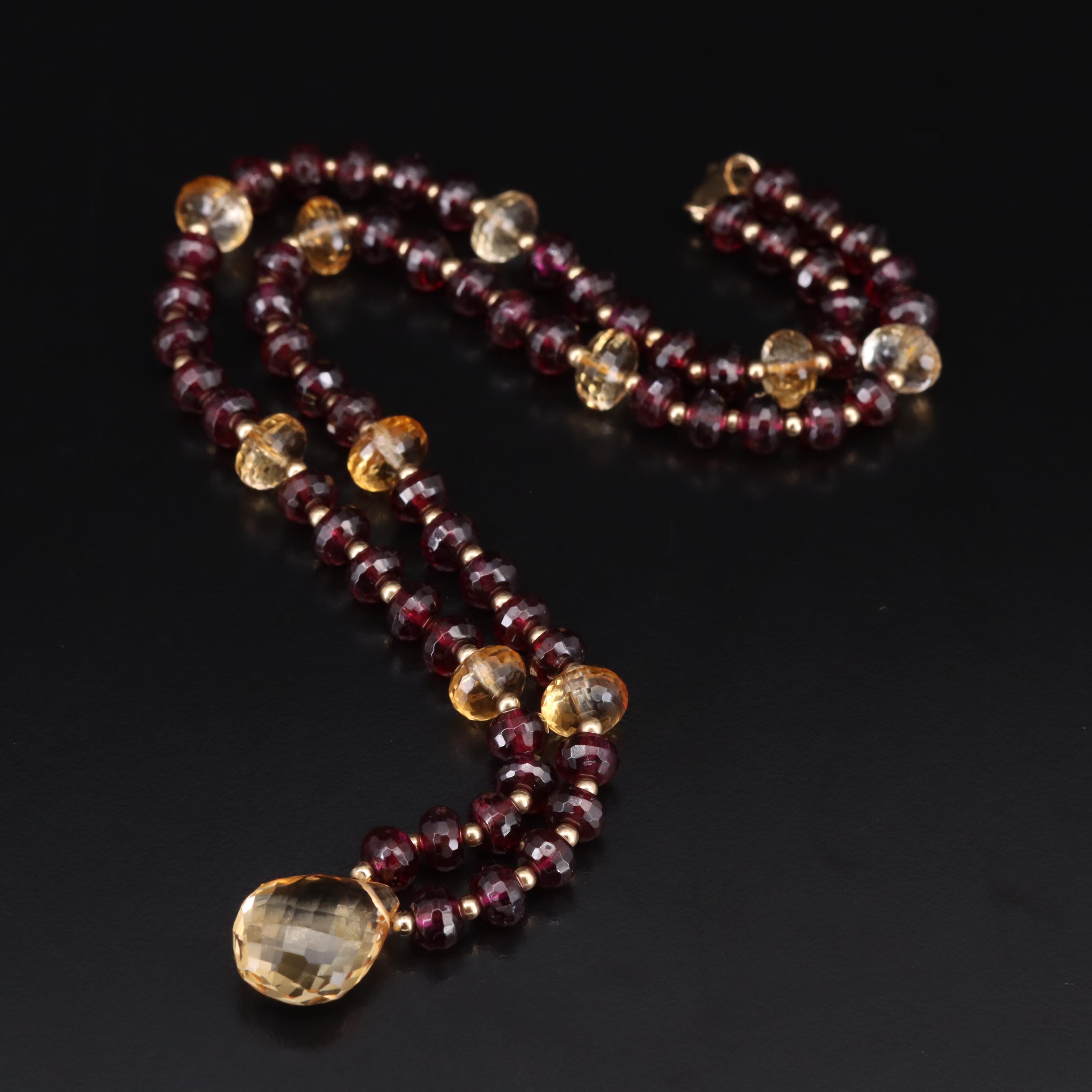 14K Citrine and Garnet Necklace
