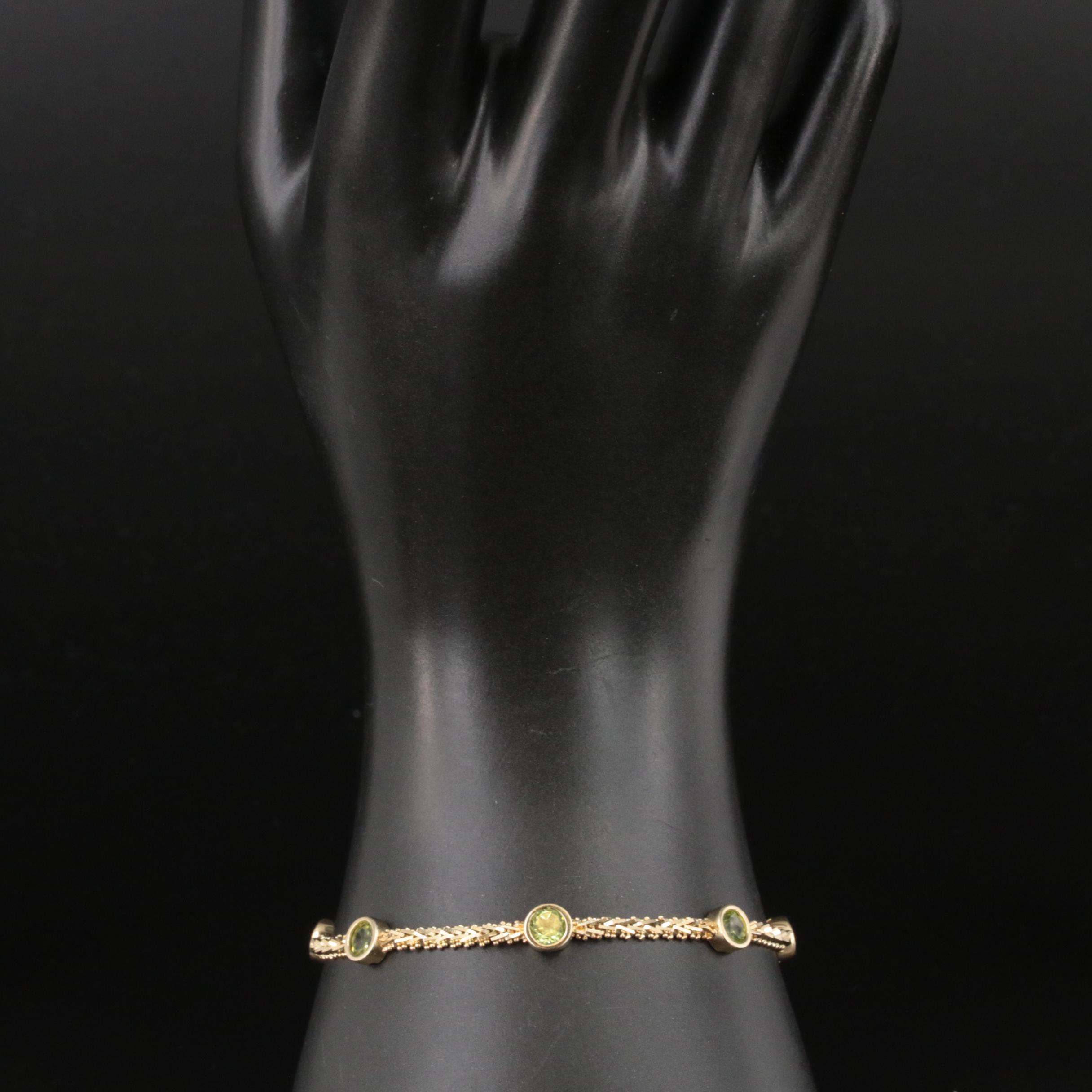 14K Peridot Stations on Riccio Chain Bracelet