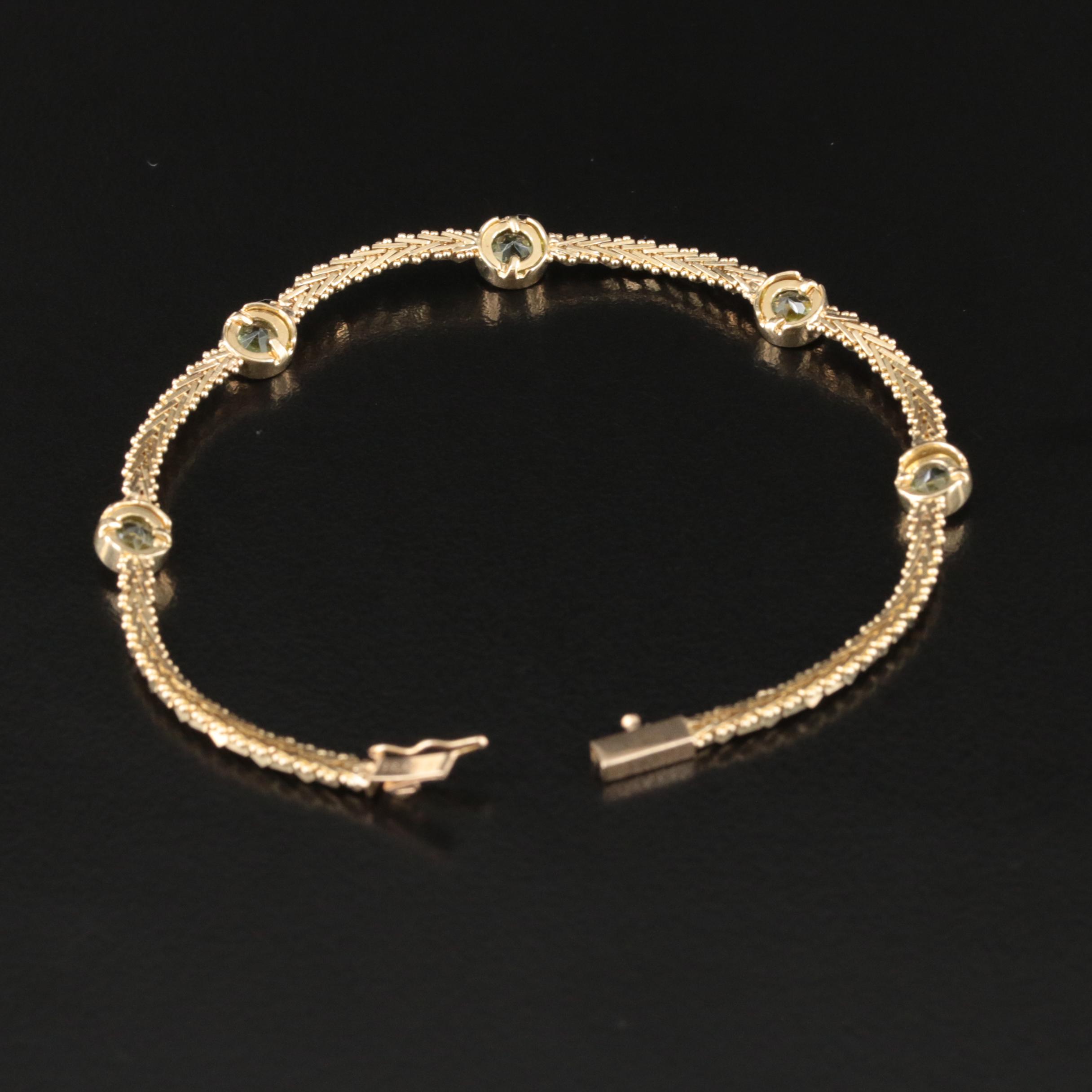 14K Peridot Stations on Riccio Chain Bracelet