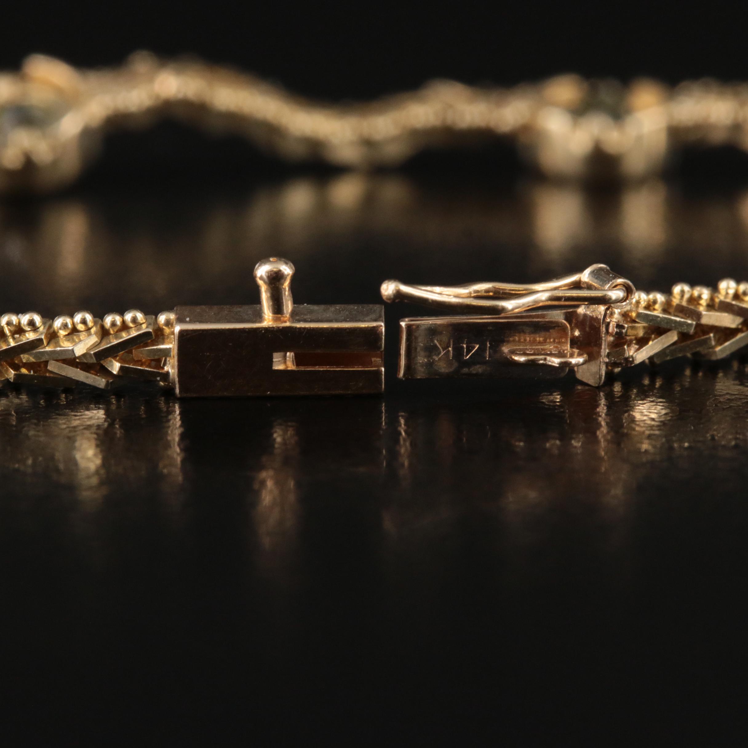 14K Peridot Stations on Riccio Chain Bracelet