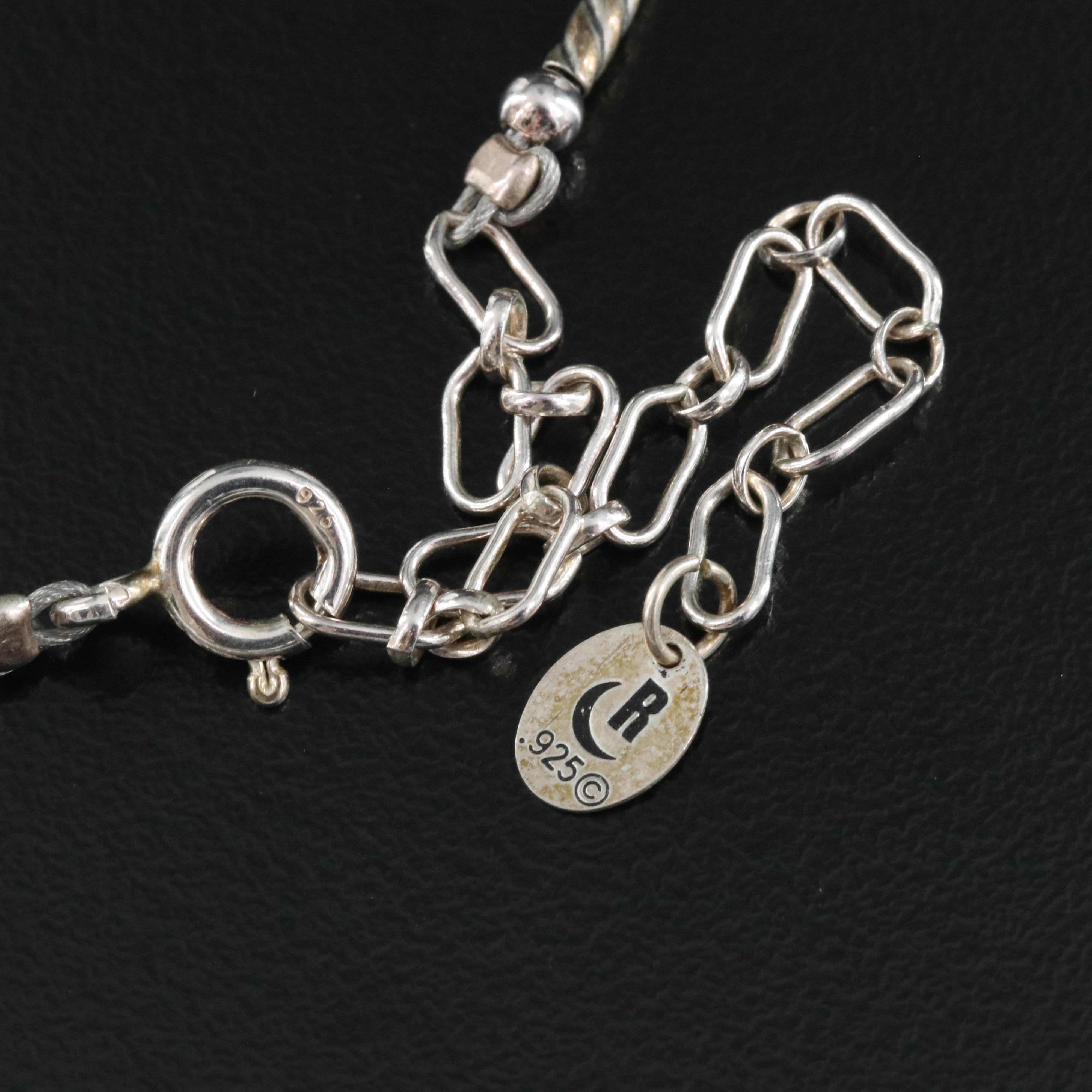 Relios Sterling Station Necklace Including Carnelian, Jasper and Malachite