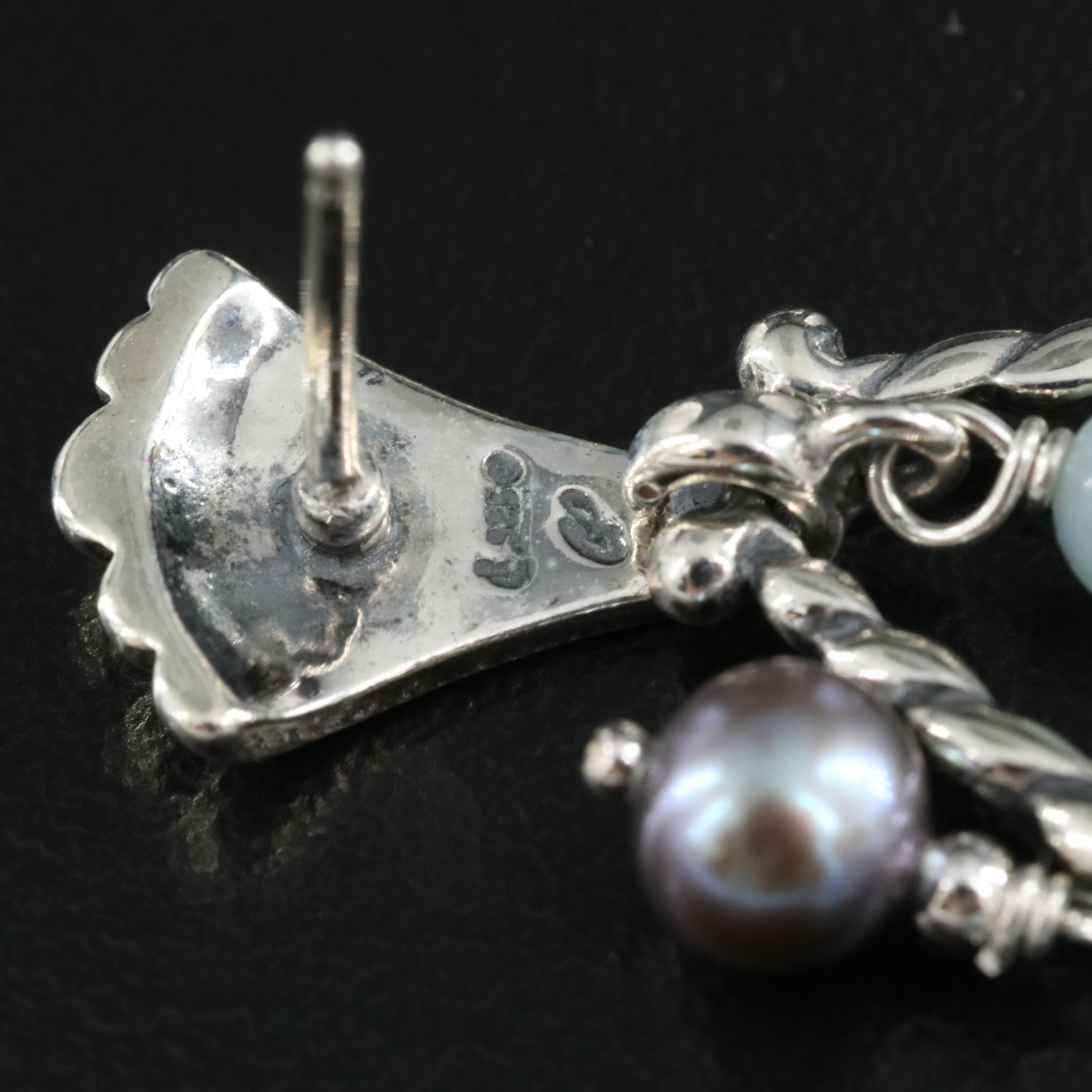 Carolyn Pollack for Relios Sterling Earrings Including Pearl and Aquamarine