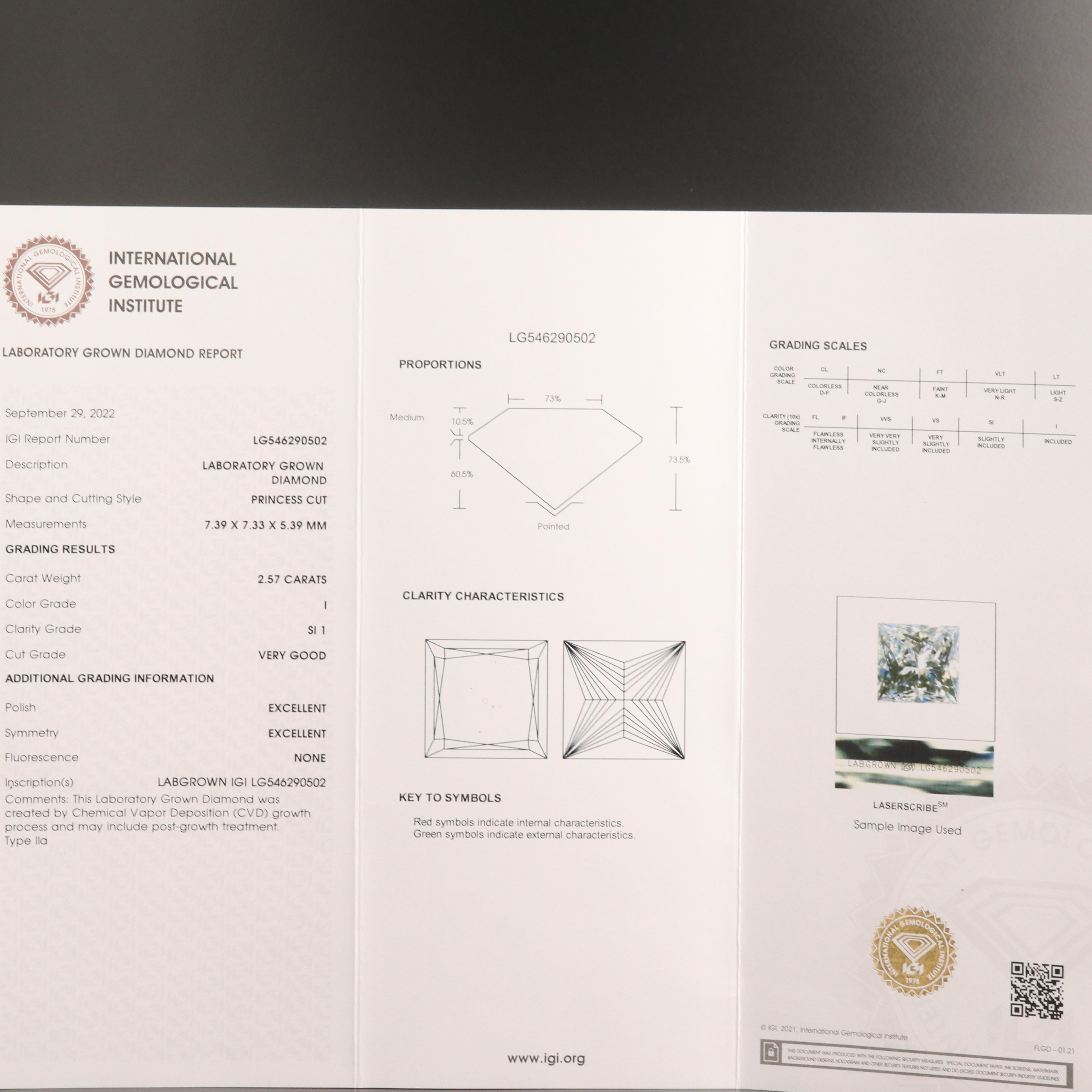 18K 2.97 CTW Lab Grown Diamond Ring with IGI Report and Platinum Head