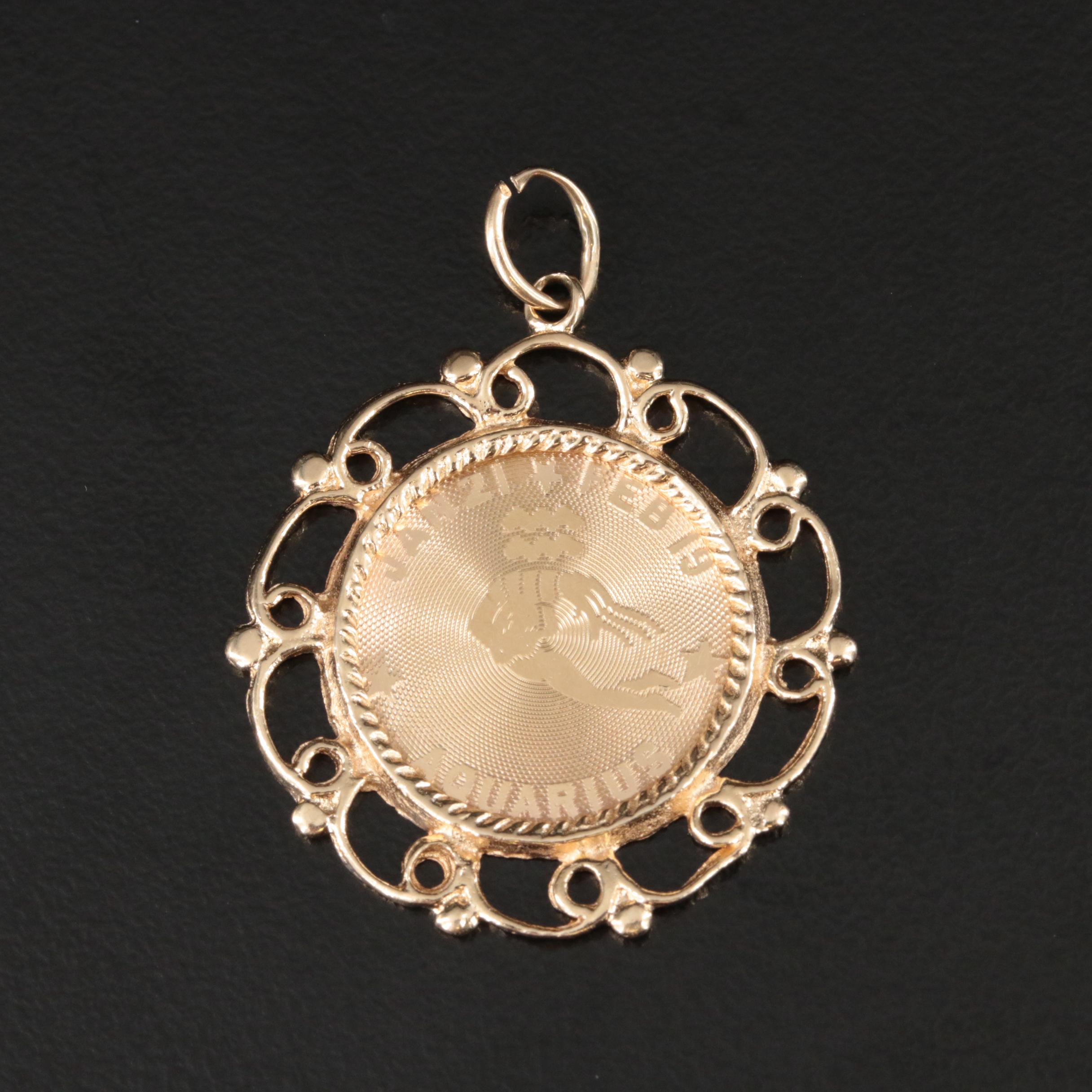 14K Aquarius Zodiac Pendant