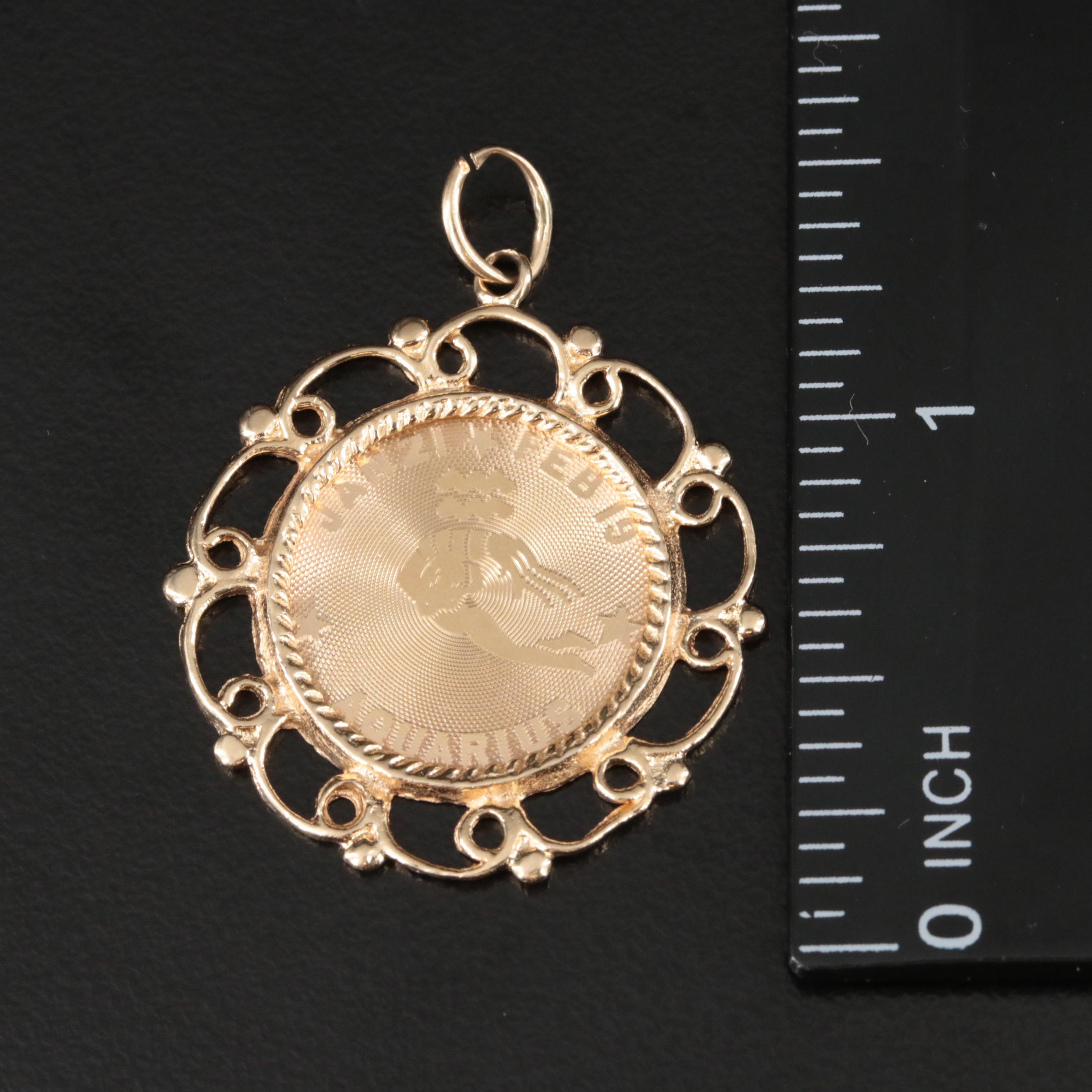 14K Aquarius Zodiac Pendant