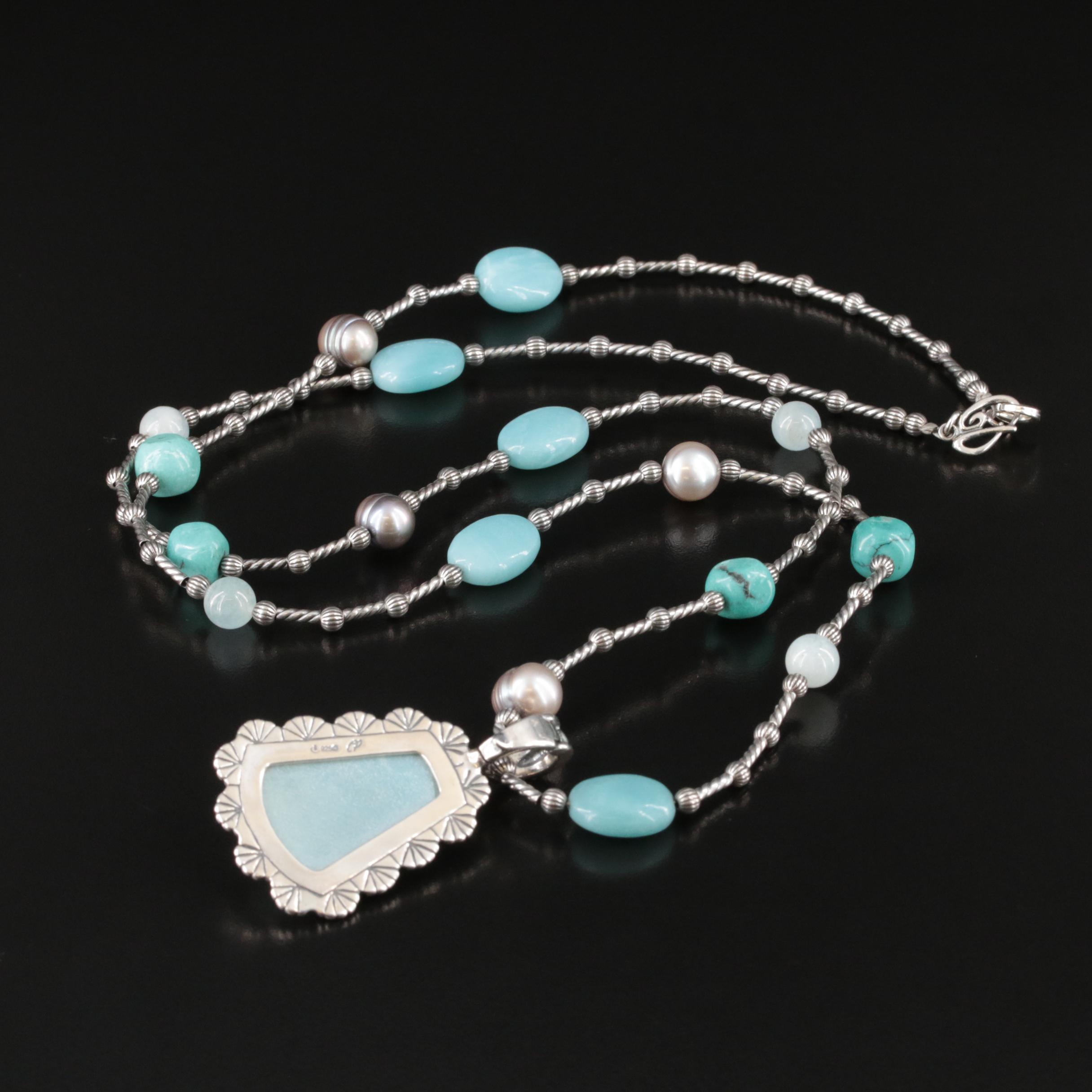 Carolyn Pollack for Relios Sterling Enhancer Pendant Necklace with Pearl