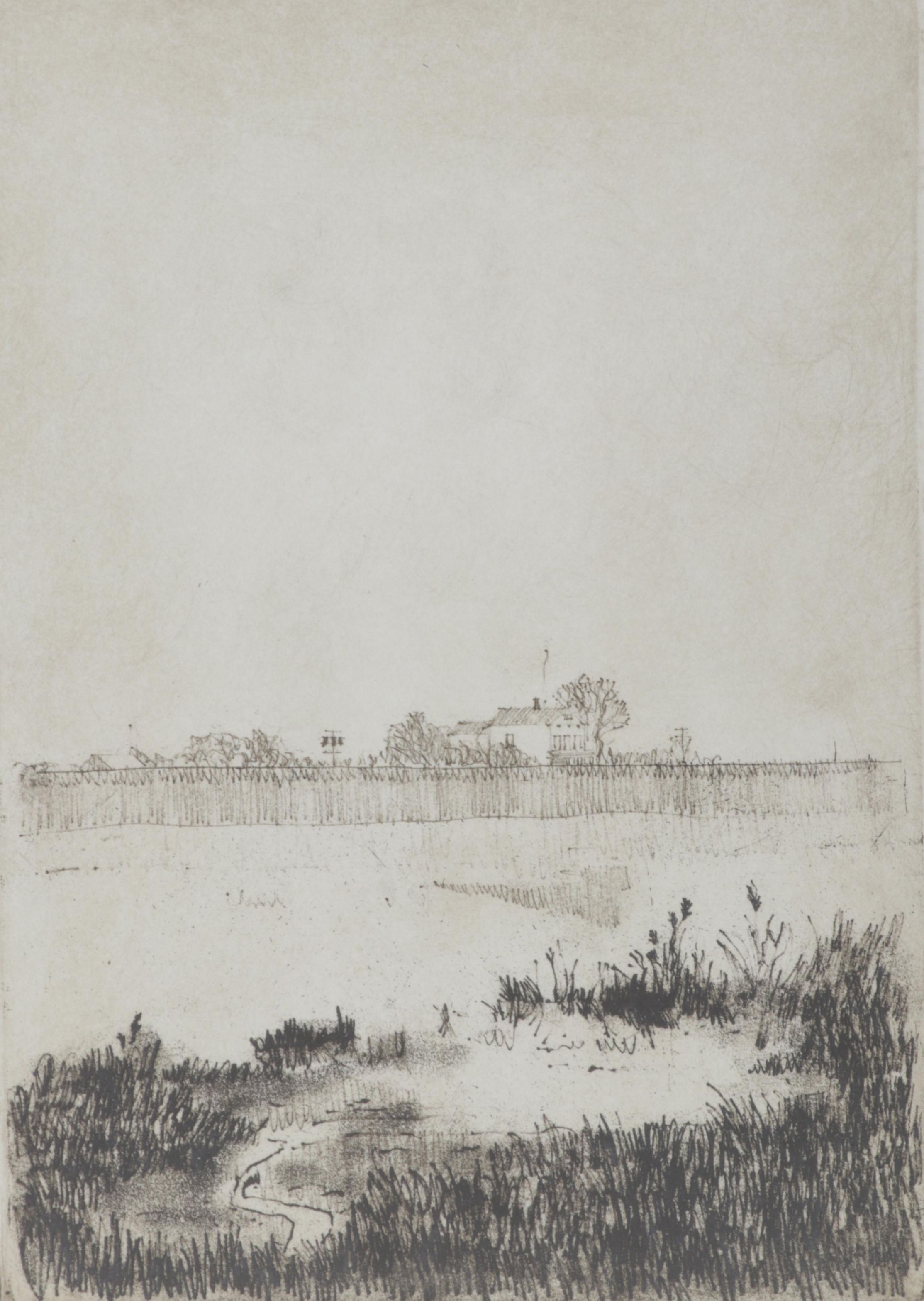 Landscape Etching "Delta Fog," 1972