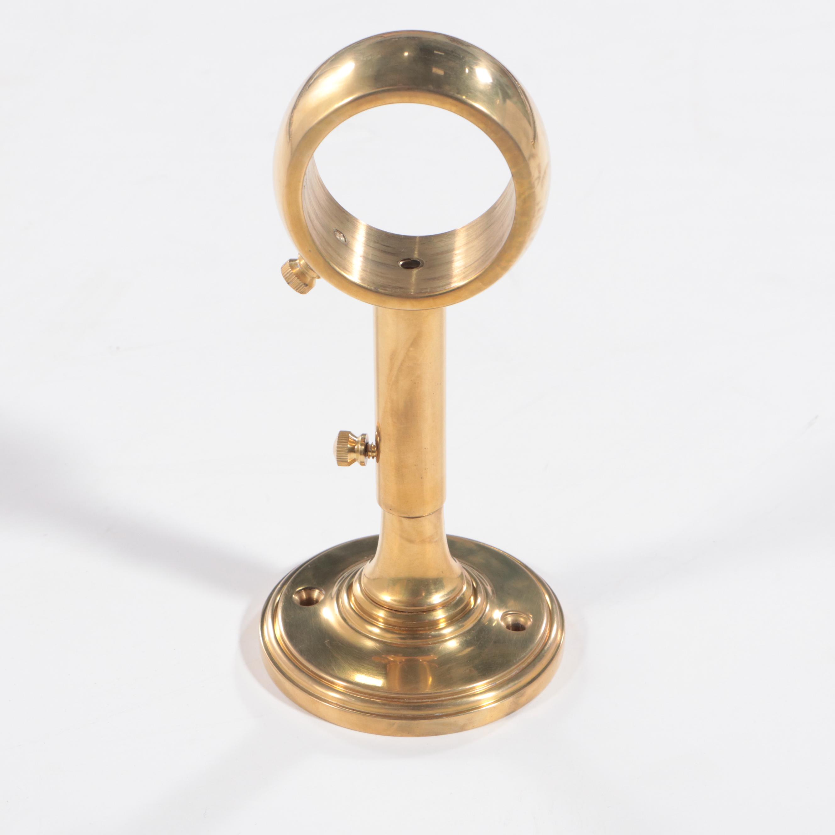 Ralph Lauren Home Mahogany Curtain Rods with Brass Finials and Brackets