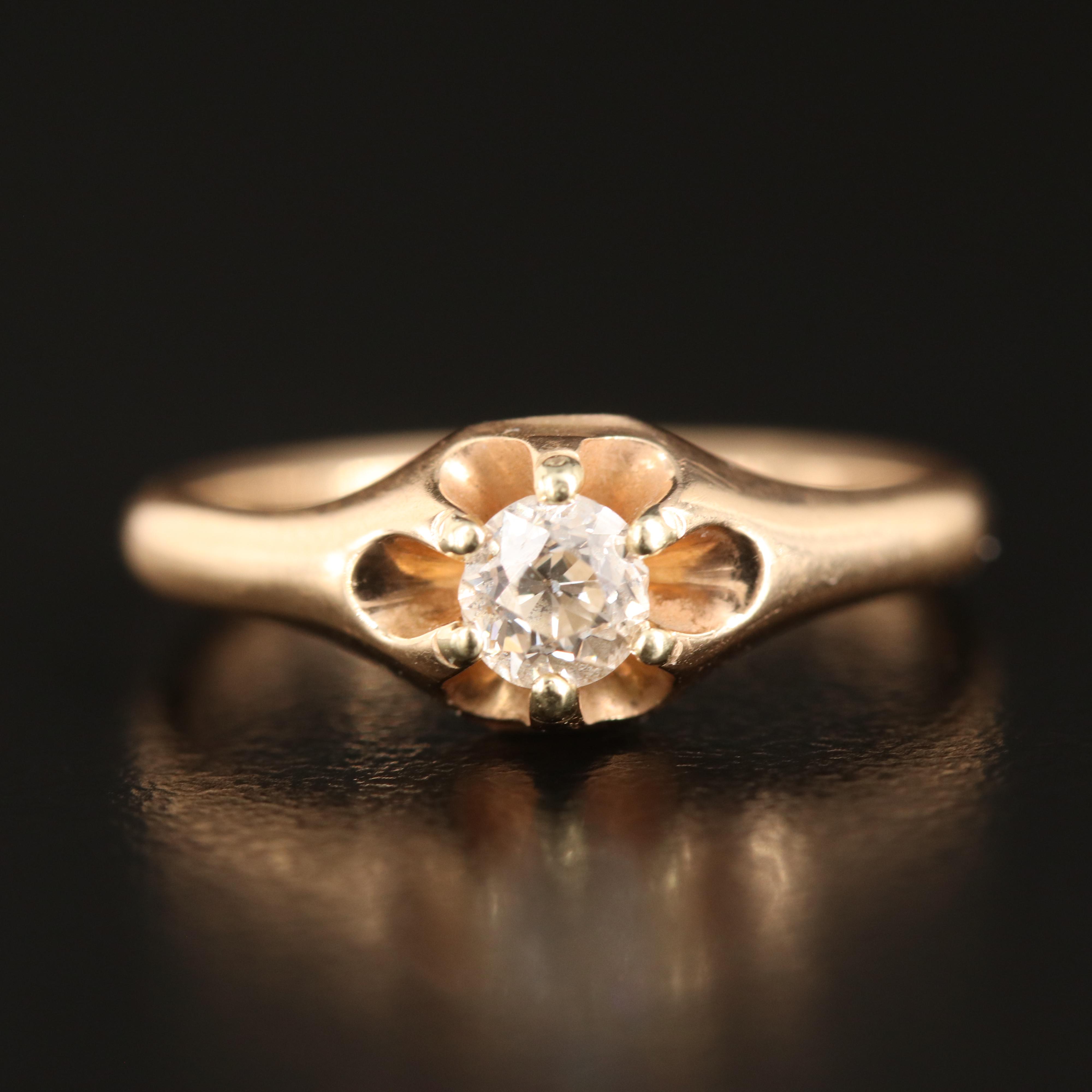 Vintage Wood & Sons 14K 0.25 CT Diamond Belcher Ring